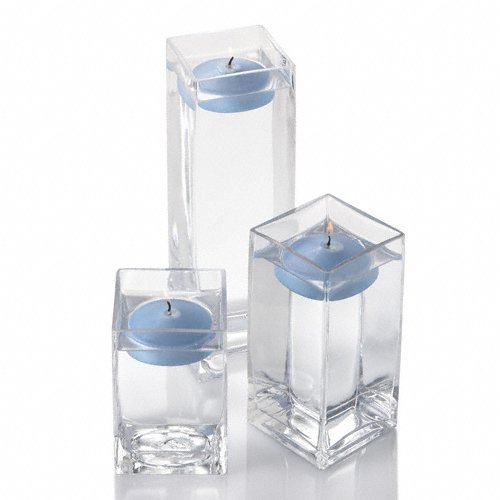 Richland Set of 18 Eastland Square Vases and 18 Light Blue Floating Candles 3