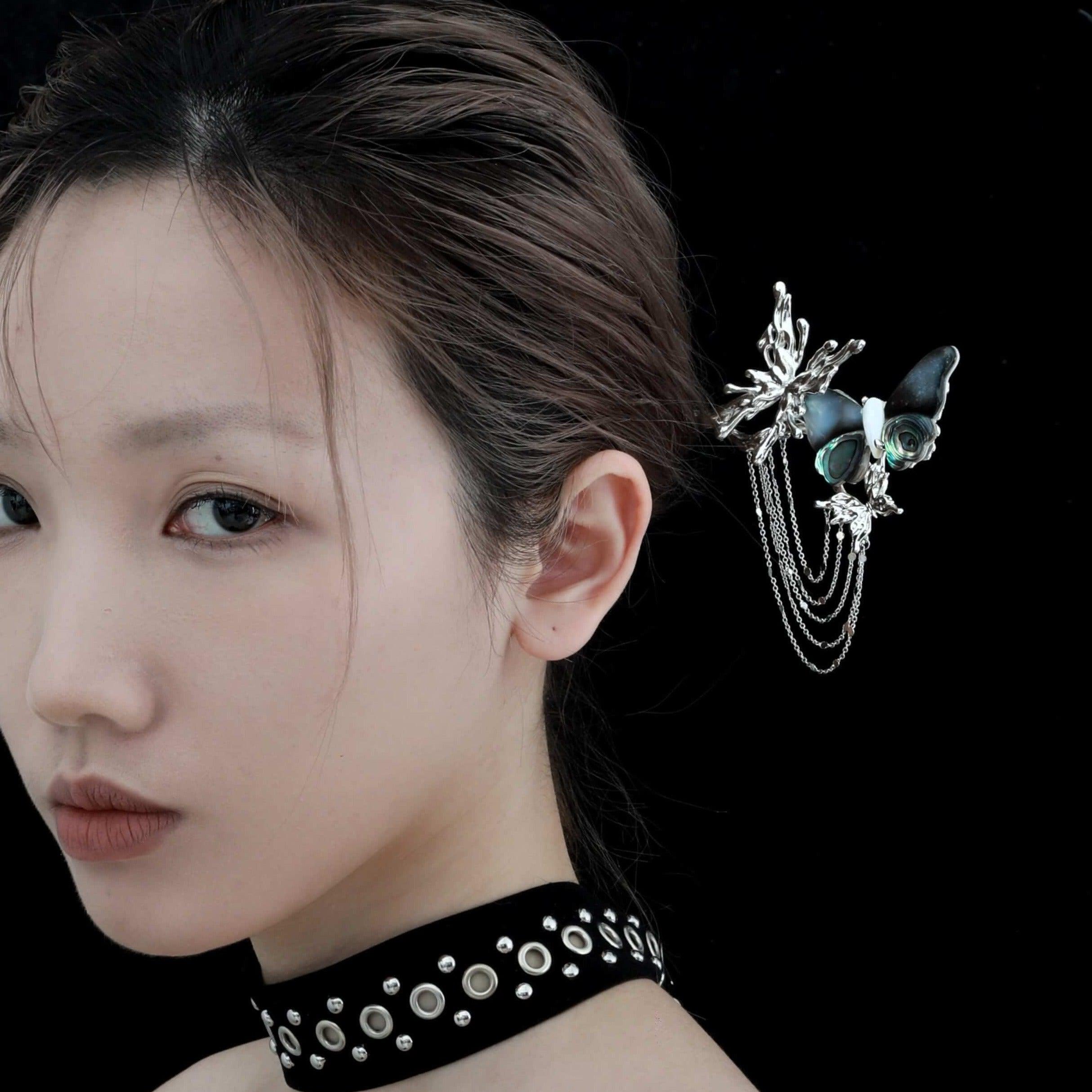 18K Gold Plated Abalone Shell Butterfly Hair Clip - Elegant Hair Accessory for Women, Bridal Hairpin, Boho Wedding Hair Jewelry - Perfect for Weddings, Parties & Special Occasions