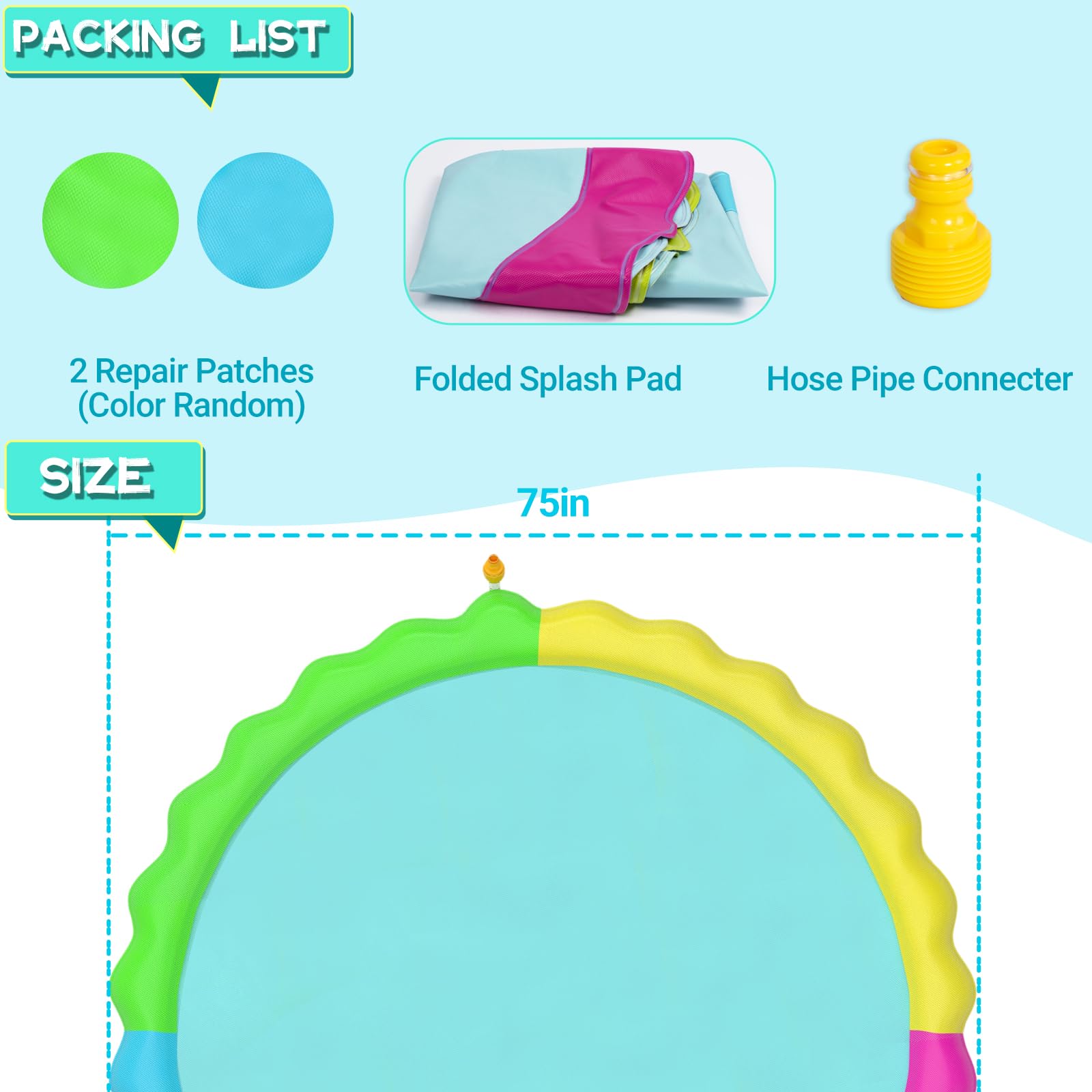 **Heeyoo Non-Slip Splash Pad for Kids & Toddlers – Outdoor Water Play Mat, Summer Sprinkler Pool, Durable & Scratch-Resistant for Dogs – Perfect for Backyard, Park, and Beach Fun**