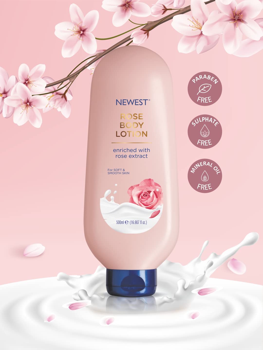 Premium Rose Body Lotion with Natural Rose Extract - Deep Hydration & Skin Soothing for Dry Skin - 500ml Bottle - Perfect for Daily Moisturizing, After Shower Care & Gift Giving
