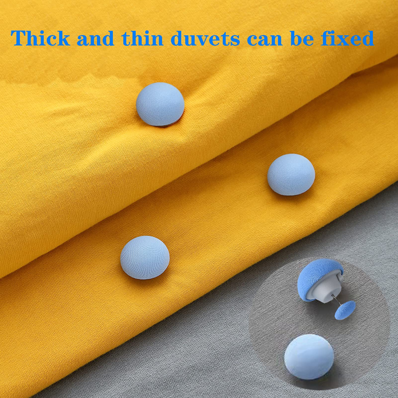 16 Sets Duvet Clips - Multi-Purpose Fasteners for Comforters, Curtains & Upholstery | Secure Bedding, Drapes & Furniture Covers (Blue Round) - Perfect for Home Decor, Bedroom Organization & DIY Projects
