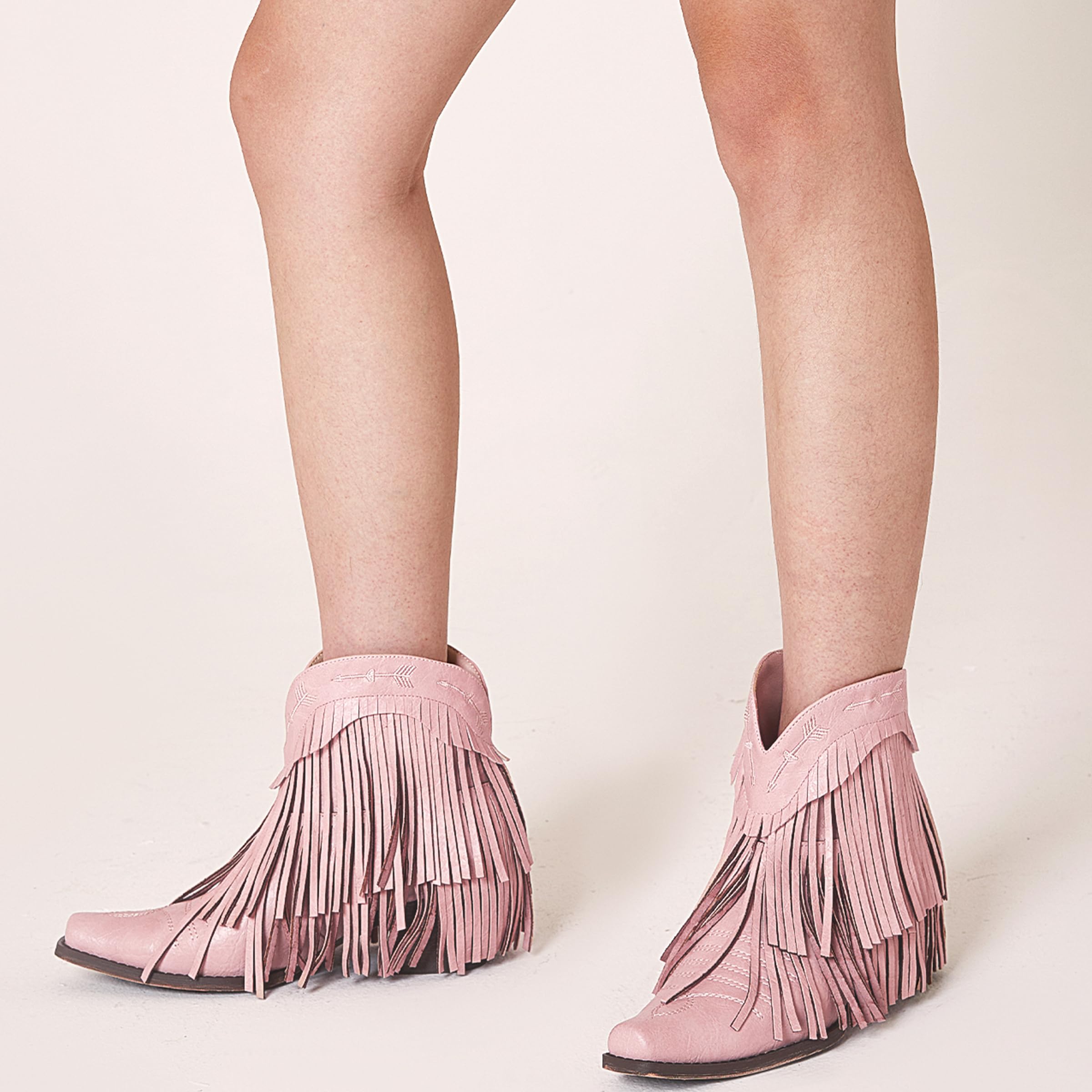 MeiLuSi Women's Western Cowboy Boots with Fringe & Tassels - Stylish Ankle Boots for Cowgirl Fashion | Perfect for Country Concerts, Rodeos & Fall Outfits