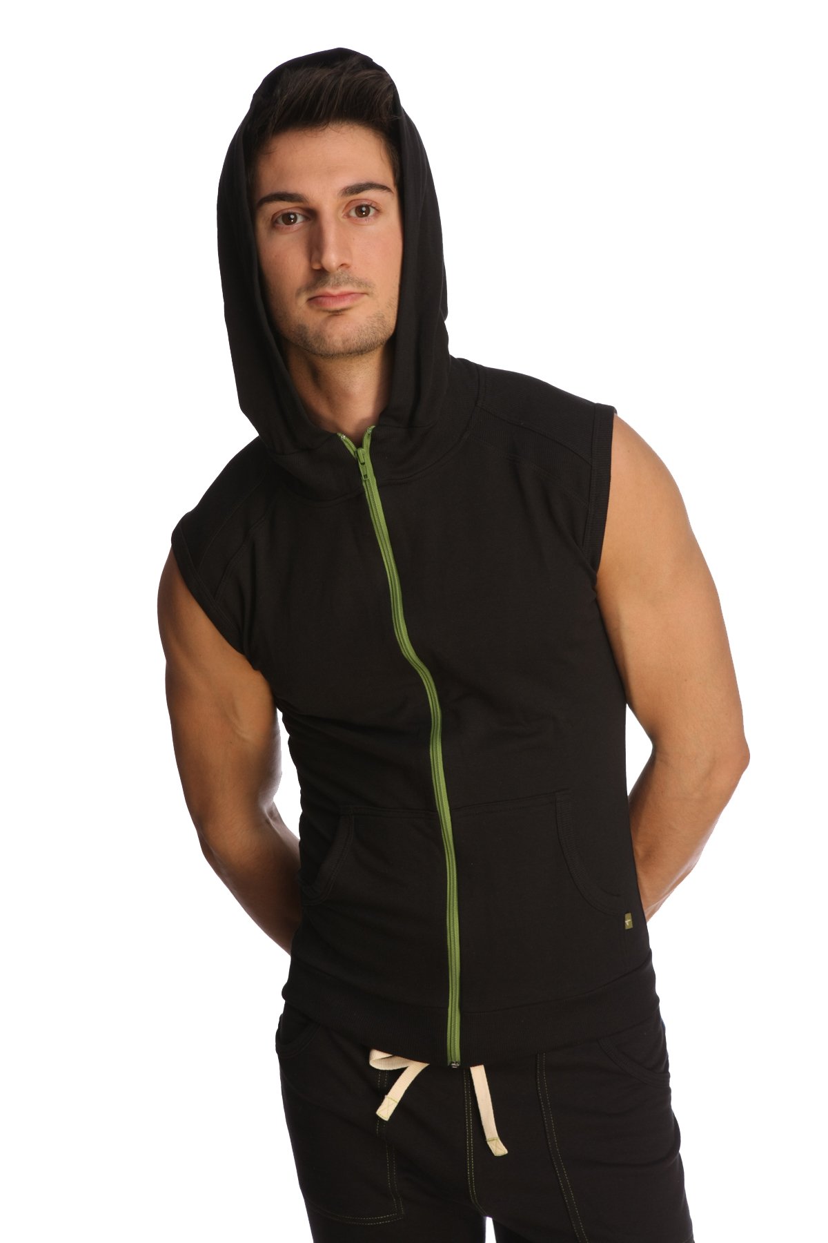 4th Men's Sleeveless Hoodie - Breathable Modal French Terry Workout Top for Yoga, Gym & Resort Wear | Made in USA | Stretch Fit European Style | Perfect for Athleisure & Summer Outdoor Activities