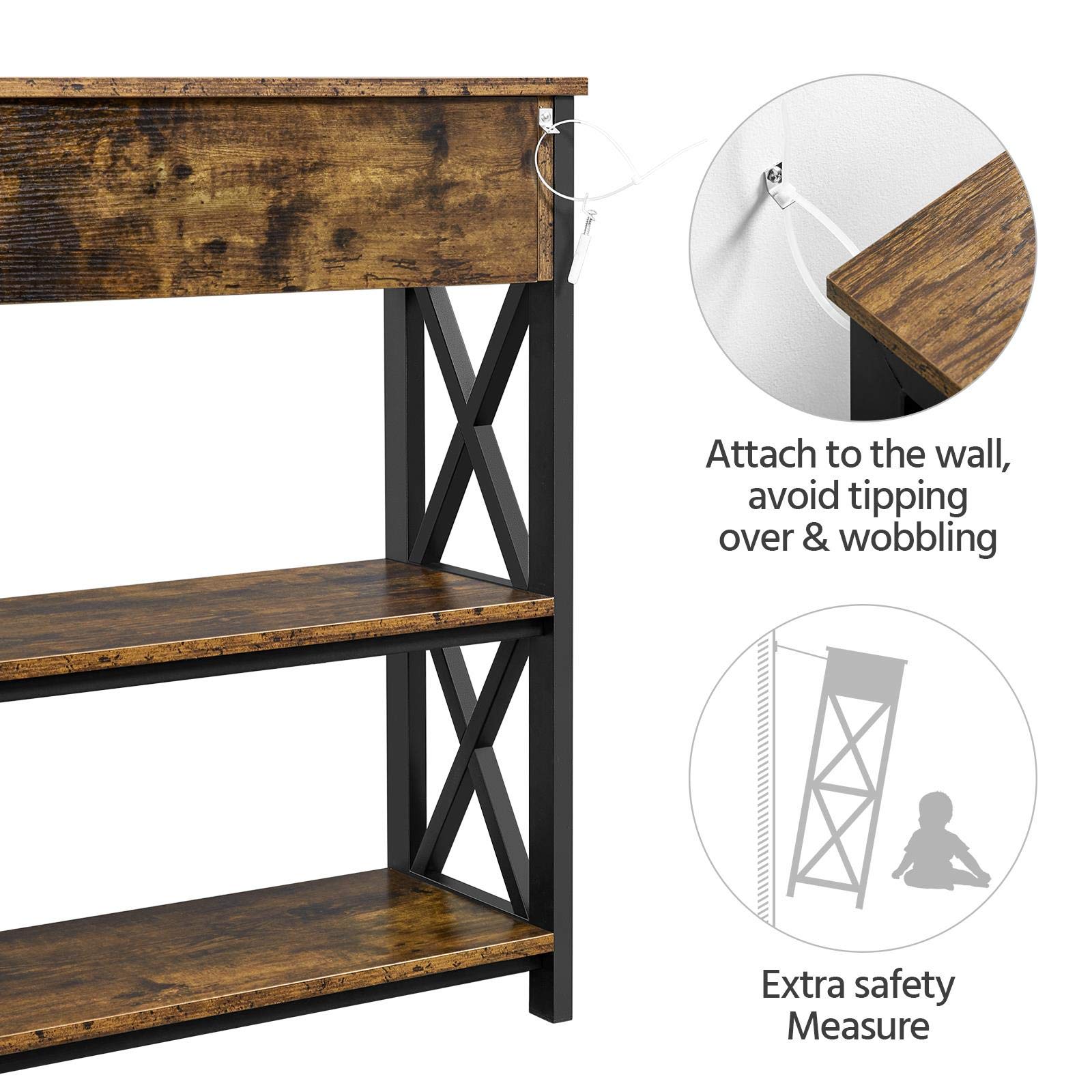 Yaheetech 45 Inch TV Stand with Storage Shelves & Drawer, Rustic Brown Entertainment Center for Living Room - Perfect for TVs, Gaming Consoles & Media Storage