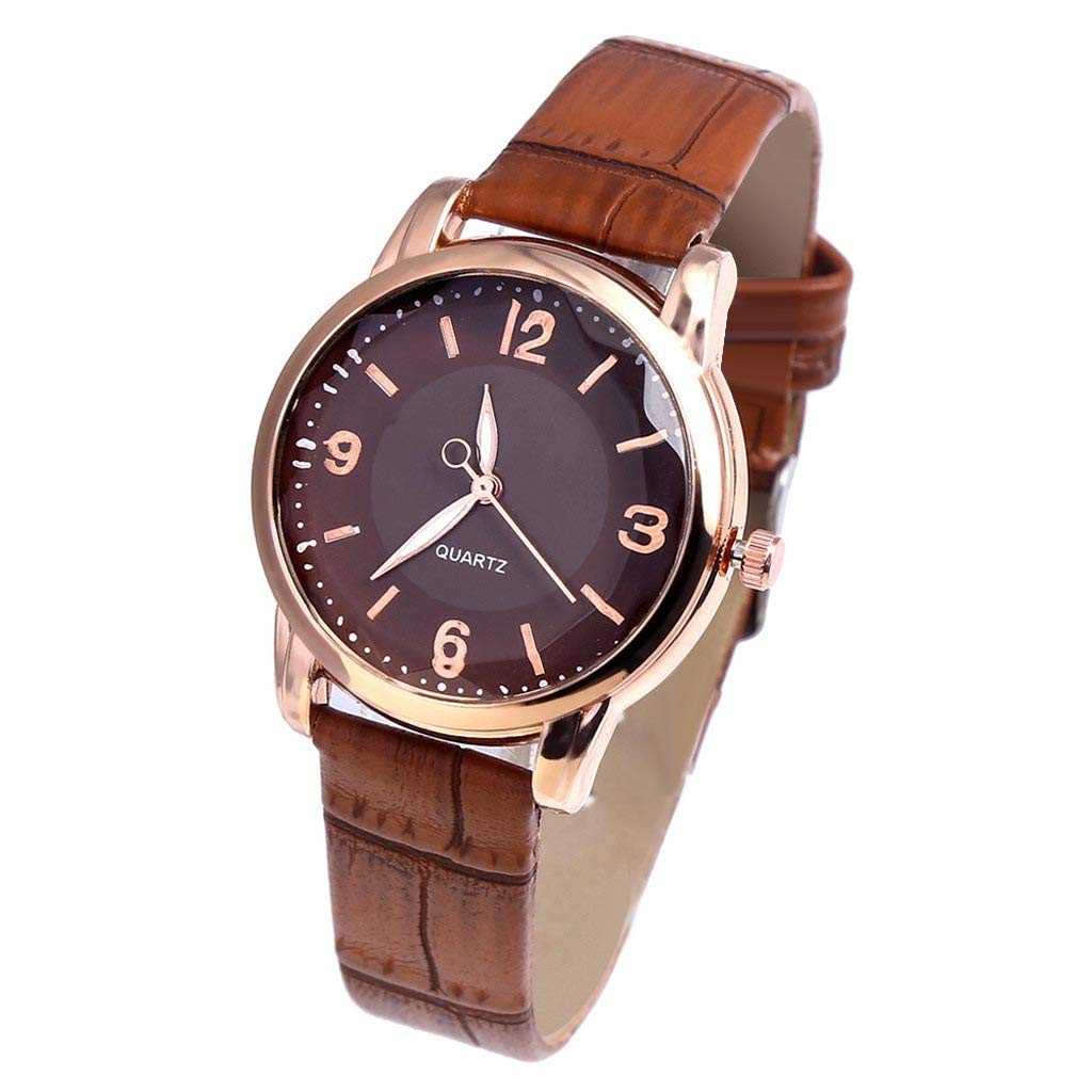 Elegant Women's Classic Analog Quartz Watch with Roman Numerals & Diamond Accents - Round Dial & Genuine Leather Strap - Perfect for Office, Formal Events & Everyday Wear