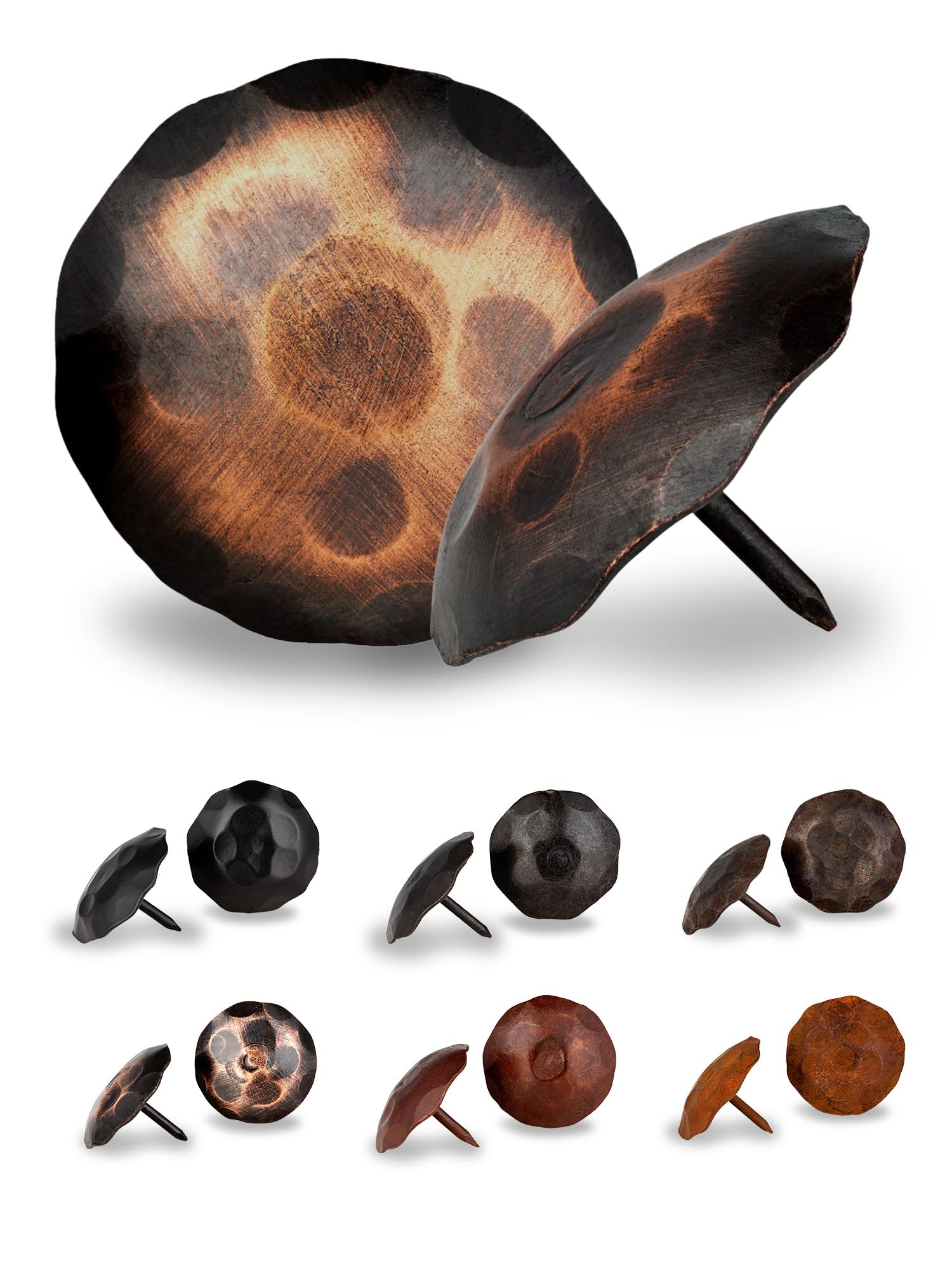 100 Pack 2 Inch Large Round Head Decorative Nails - Oil Rubbed Bronze Finish - Rustic Fasteners for Farmhouse Shutters, Barn Doors, Faux Wood Beams & Gates - Perfect for DIY Home Decor, Furniture Accents & Woodworking Projects