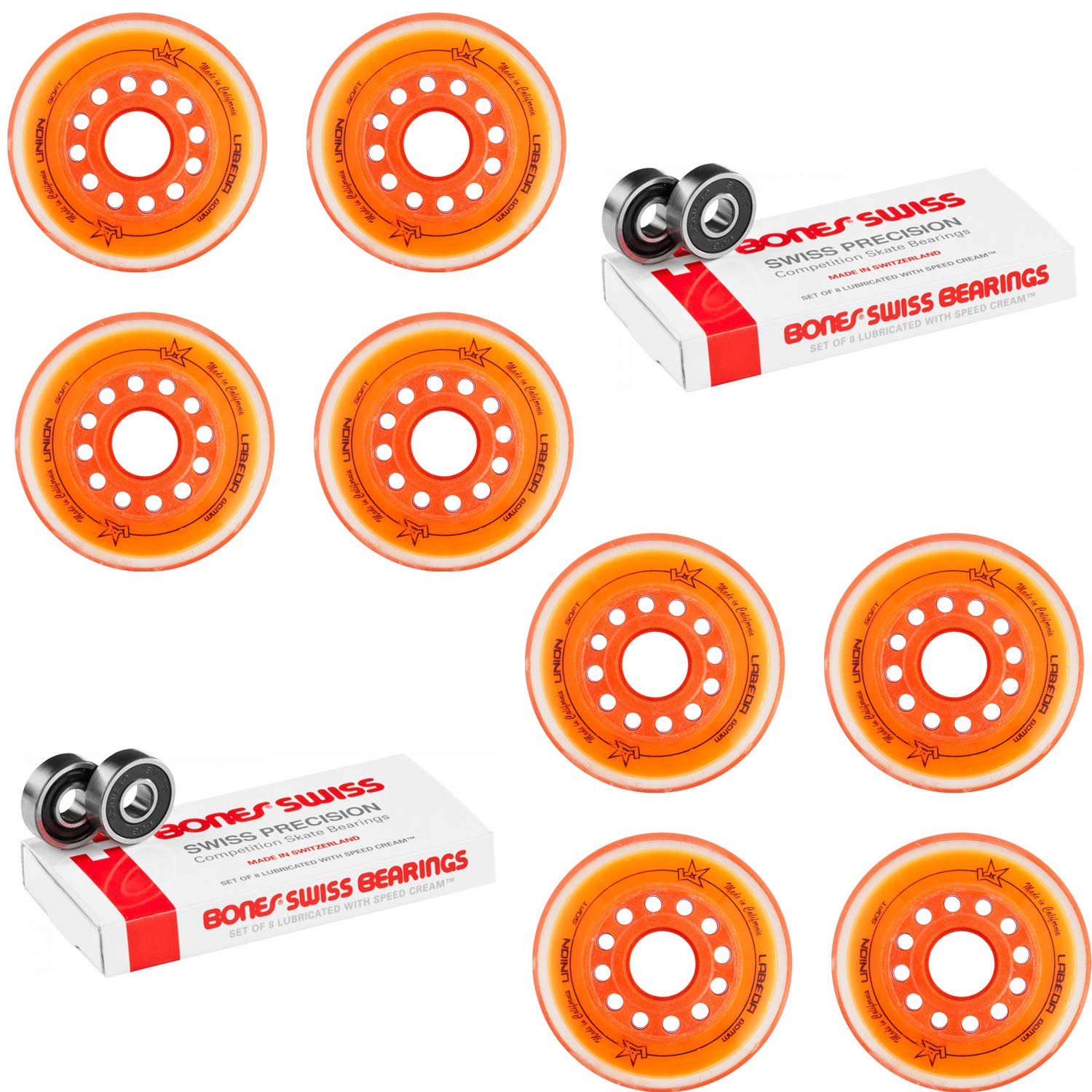 Labeda Inline Roller Hockey Skate Wheels 80mm (4-Pack) - Union Orange | High-Performance Swiss Bearings for Speed & Control | Perfect for Indoor/Outdoor Rinks & Street Hockey
