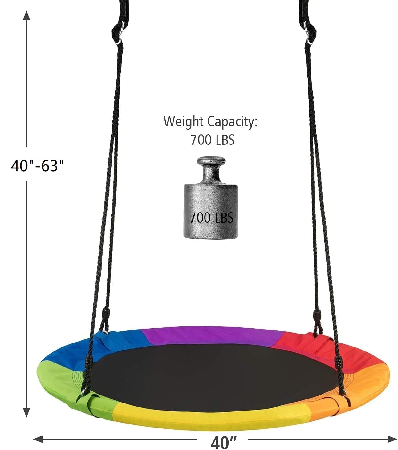 Costzon 550lbs Heavy Duty A-Frame Swing Set Stand with 40'' Saucer Swing - Adjustable Ropes & Ground Stakes for Backyard, Indoor Outdoor Kids Play - Perfect for Gardens, Parks, and Playgrounds