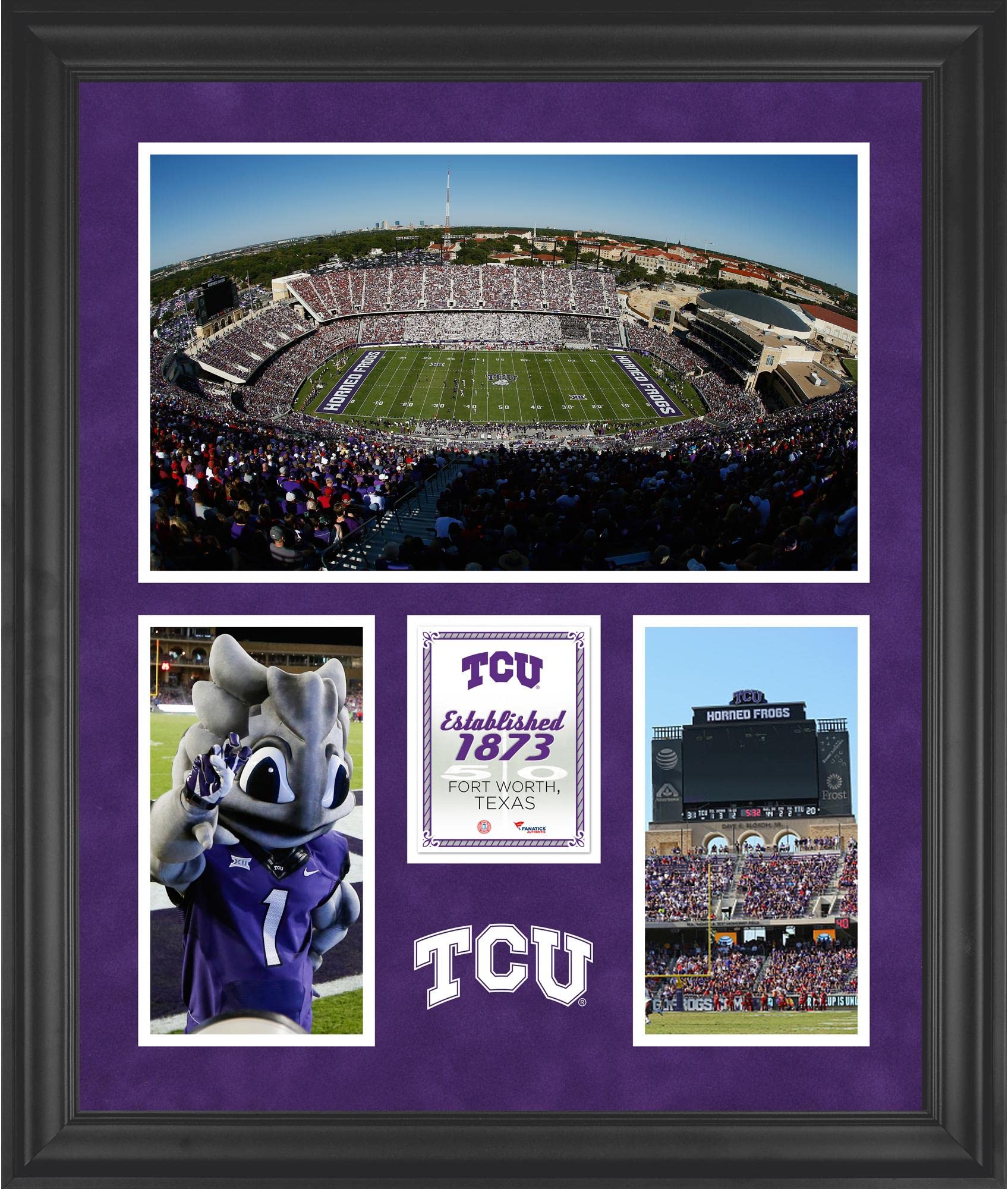 TCU Horned Frogs Amon G. Carter Stadium Framed 20x24 Inch 3-Opening Collage - College Football Team Memorabilia & Wall Decor for Game Room, Man Cave, or Office Display