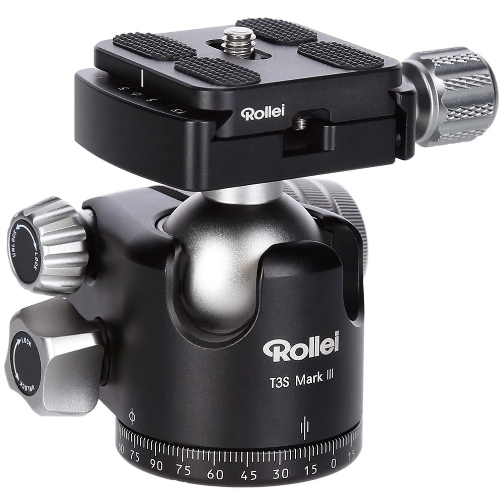 Rollei T3S Mark III 22970 Professional 360° Camera Tripod with Ball Head - 14kg Load Capacity, Friction Control, Panorama Scale & Dual Spirit Levels | Arca Swiss Compatible Quick Release Plate | Perfect for Landscape, Architecture & Travel Photography