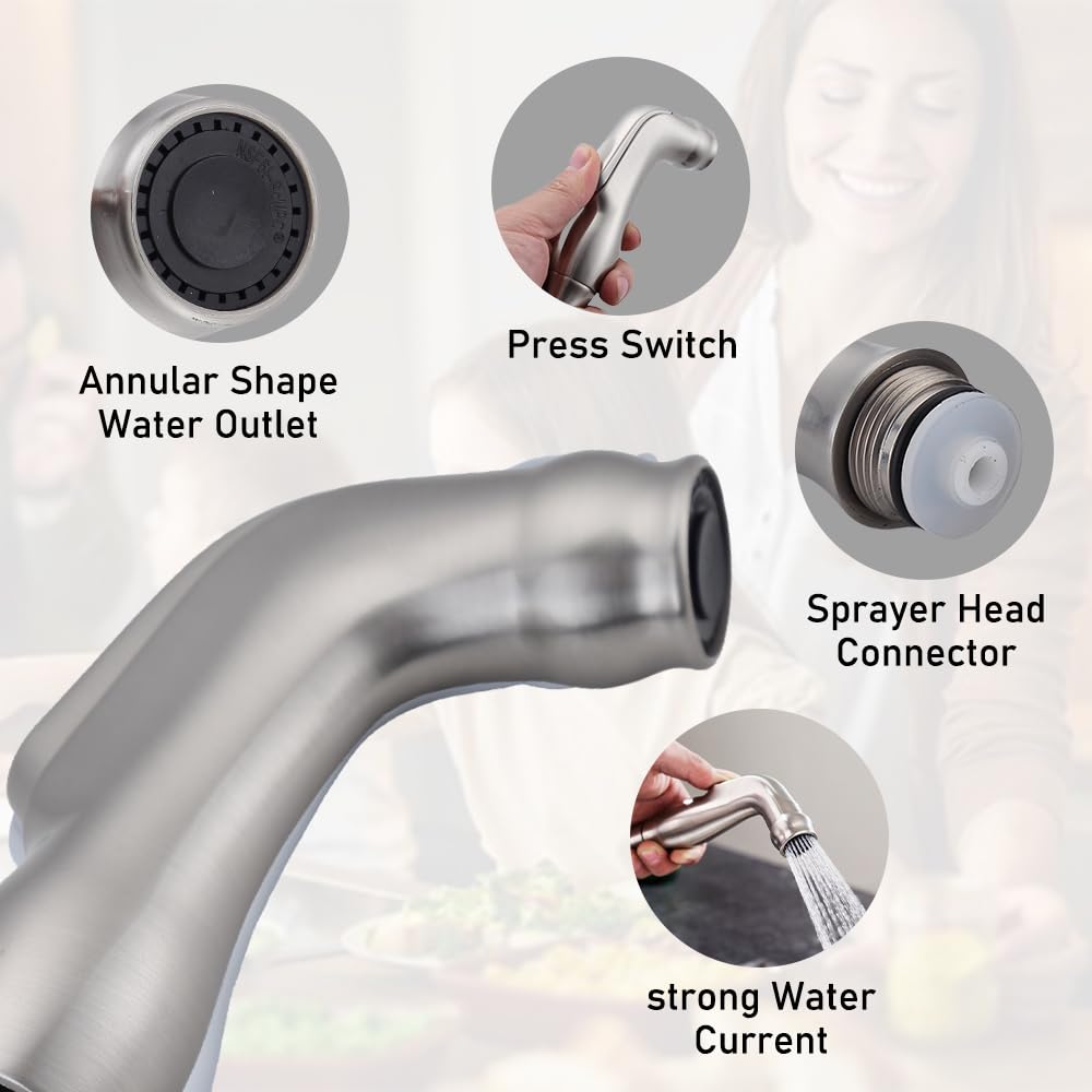 Moen Universal Kitchen Sink Side Sprayer Replacement with Hose and Holder - Brushed Finish, Ideal for Dishwashing and Sink Cleaning