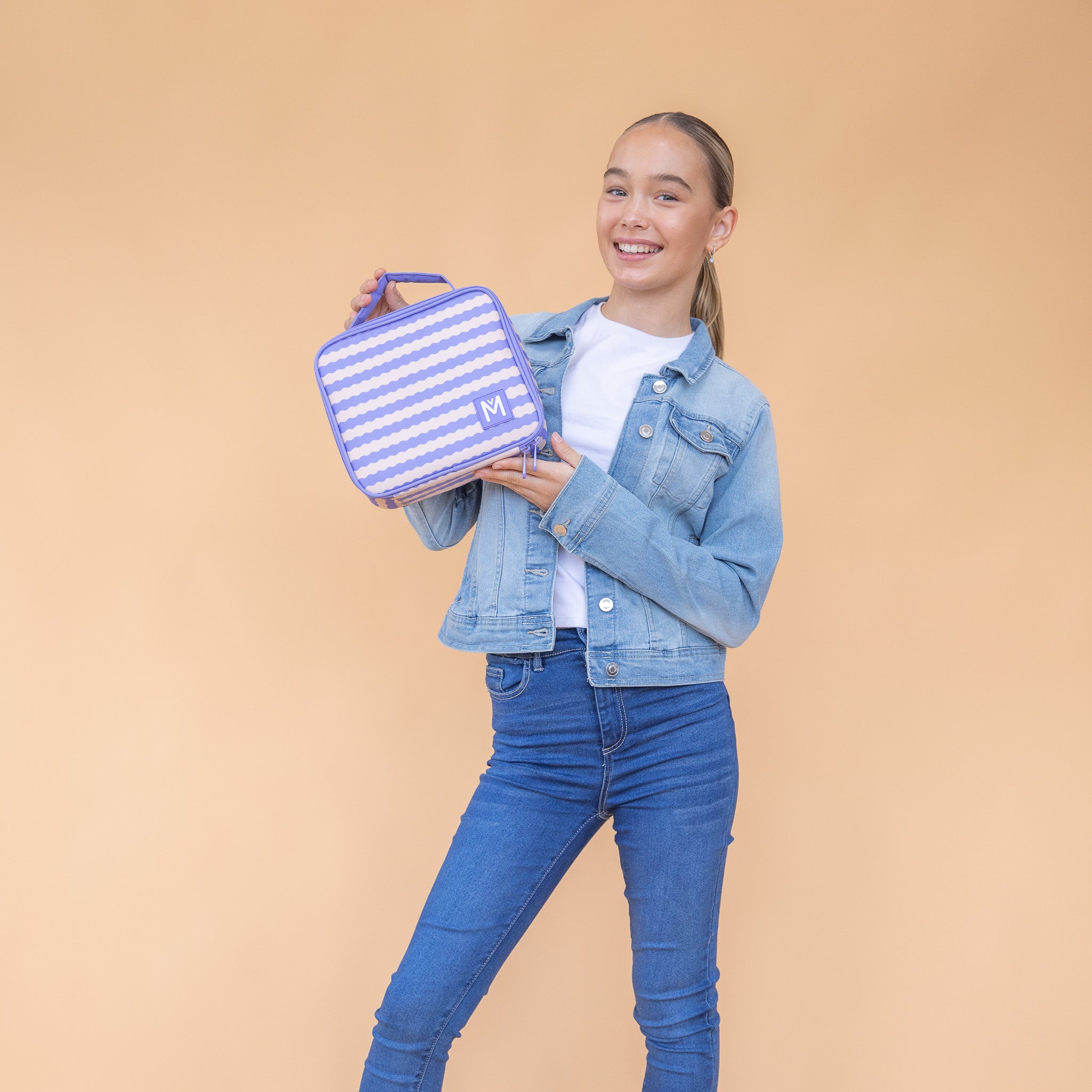 Montii.Co Medium Insulated Lunch Bag - Leakproof & Thermal Food Container for Work, School & Picnics | Ripple Cloud Design | Perfect for Office, Travel & Outdoor Activities