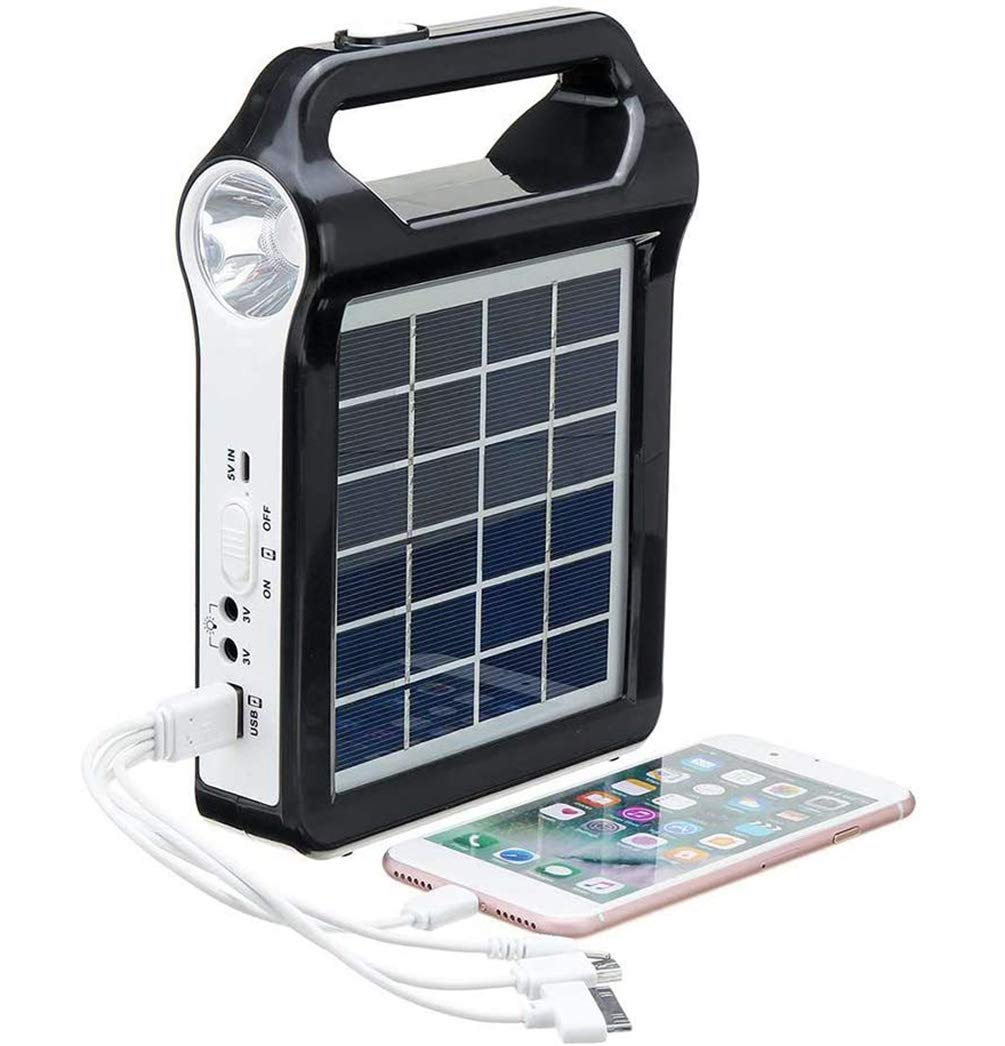 Portable Solar Generator with USB Charger - 6V 9W Solar Panel Power Bank for Camping, Emergency & Outdoor Activities - Rechargeable Solar Power System Kit for Home Use