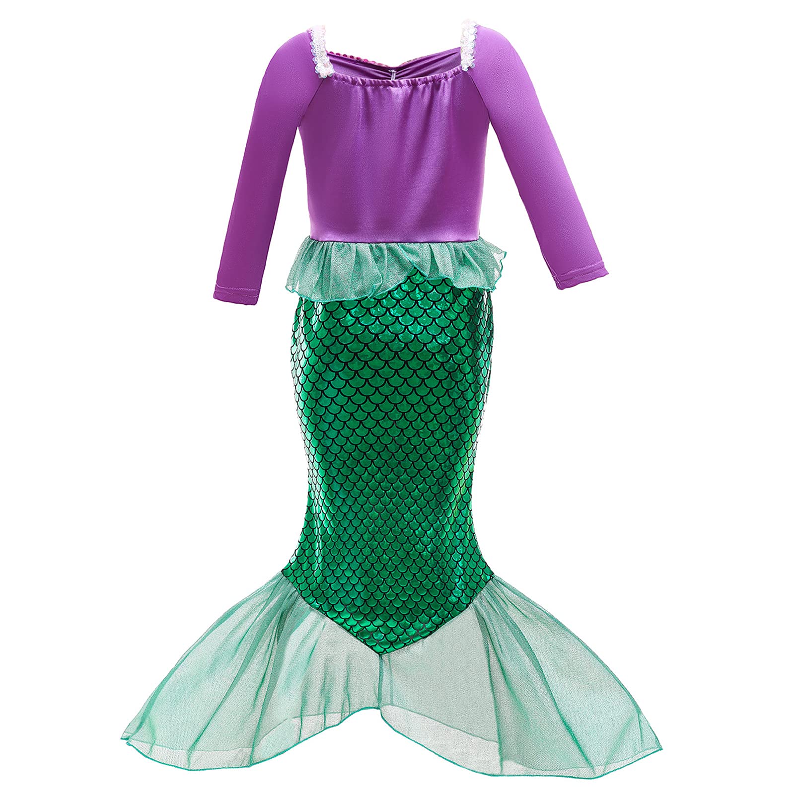 Sparkly Mermaid Princess Costume for Girls with Tiara & Accessories | Halloween Dress Up, Birthday Party, Under the Sea Theme Photo Shoot | Kids Fantasy Play Dress