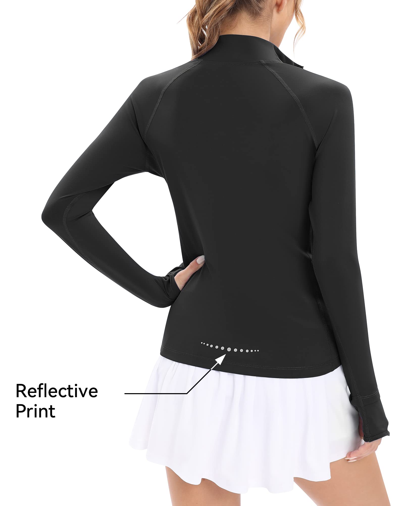 Runhit Women's Long Sleeve UPF 50 Sun Protection Golf Shirt - Quick Dry Moisture Wicking Zip Pullover for Hiking, Tennis, Running & Workouts - Perfect for Outdoor Sports & Active Lifestyles