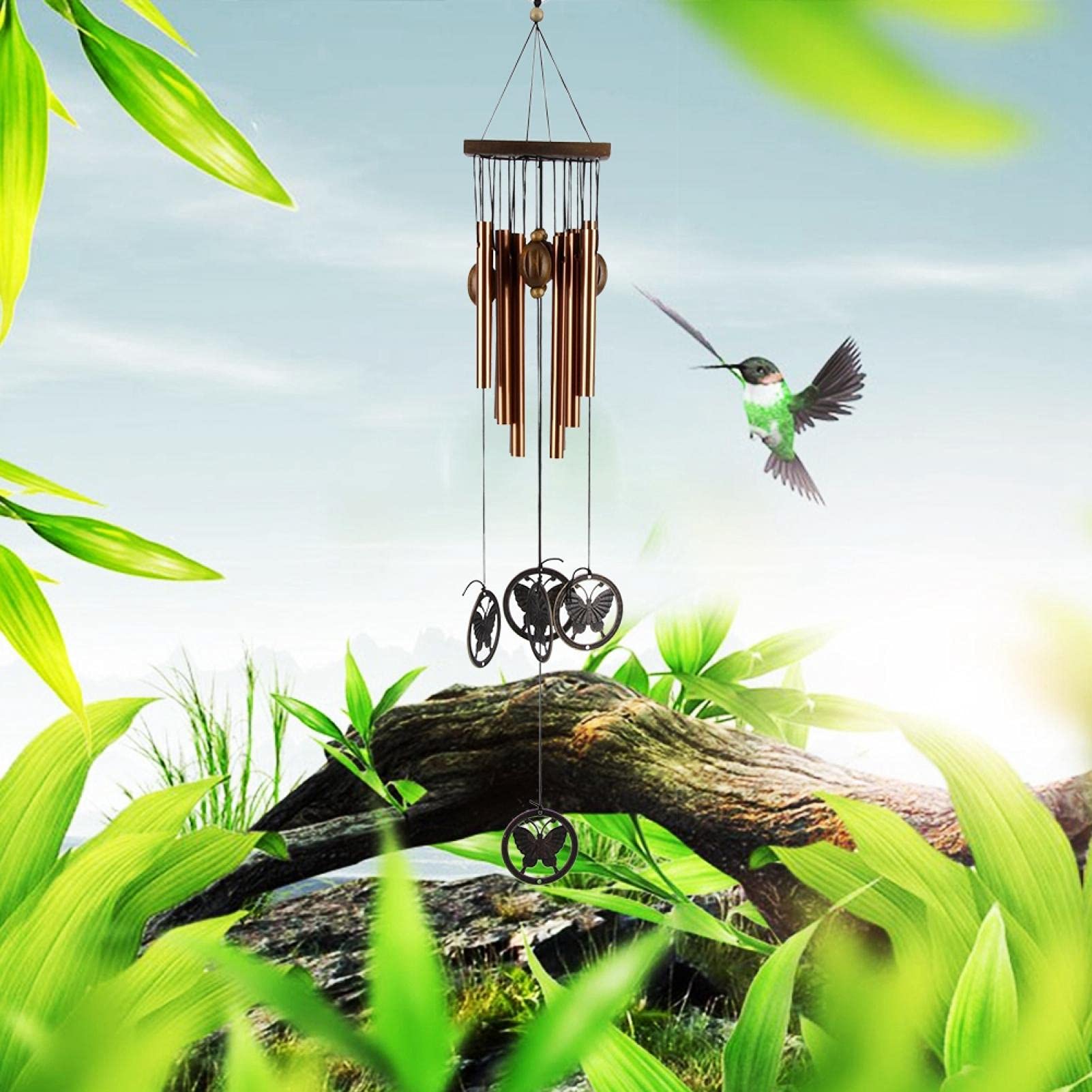 Okuyonic Multitube Wind Chimes - Butterfly Design Outdoor Garden Decor, Soothing Wind Bells for Patio, Porch & Backyard (Weather Resistant)