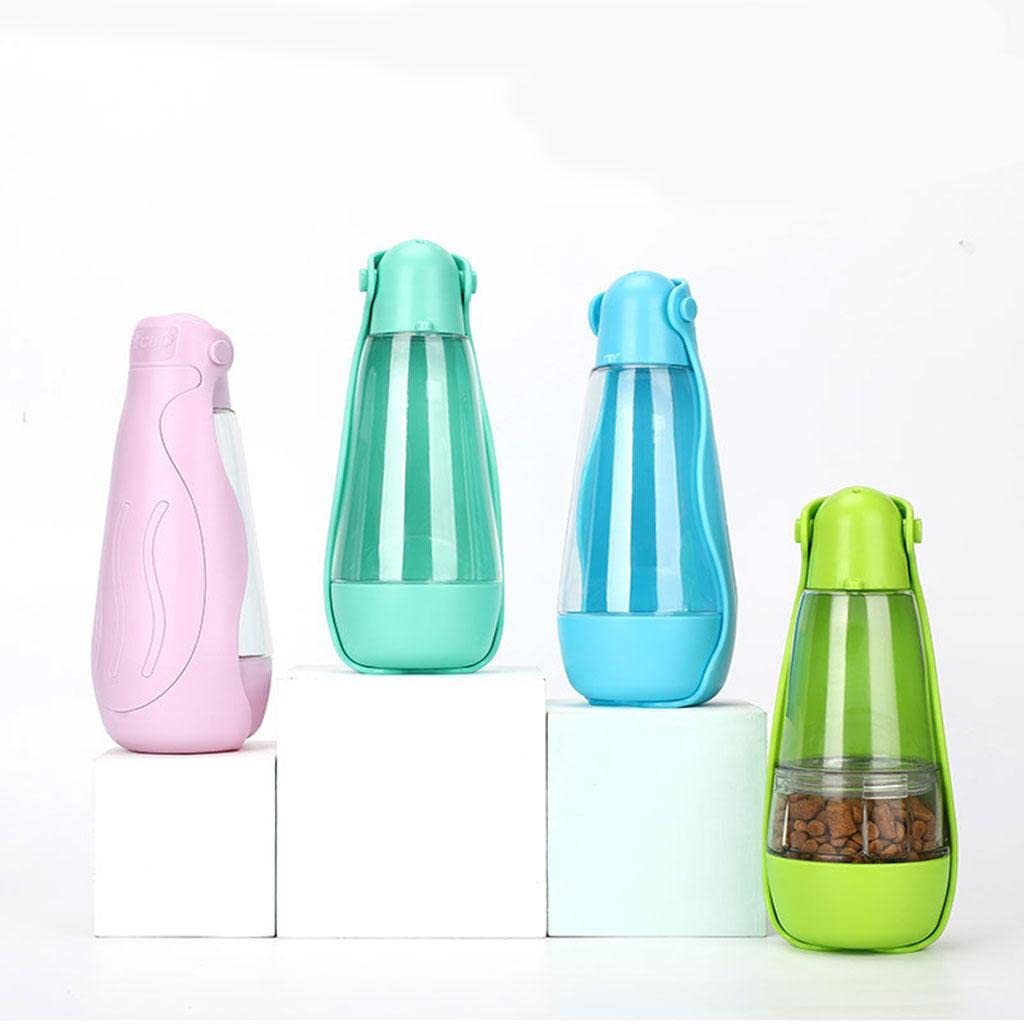 Enakshi Portable Pet Water Bottle with Cup & Tray - Pink Dog & Cat Water Dispenser for Outdoor Hiking, Travel, Camping | Pet Supplies | Dog & Cat Accessories | Dishes, Feeders & Fountains | Perfect for Walks, Parks & Road Trips