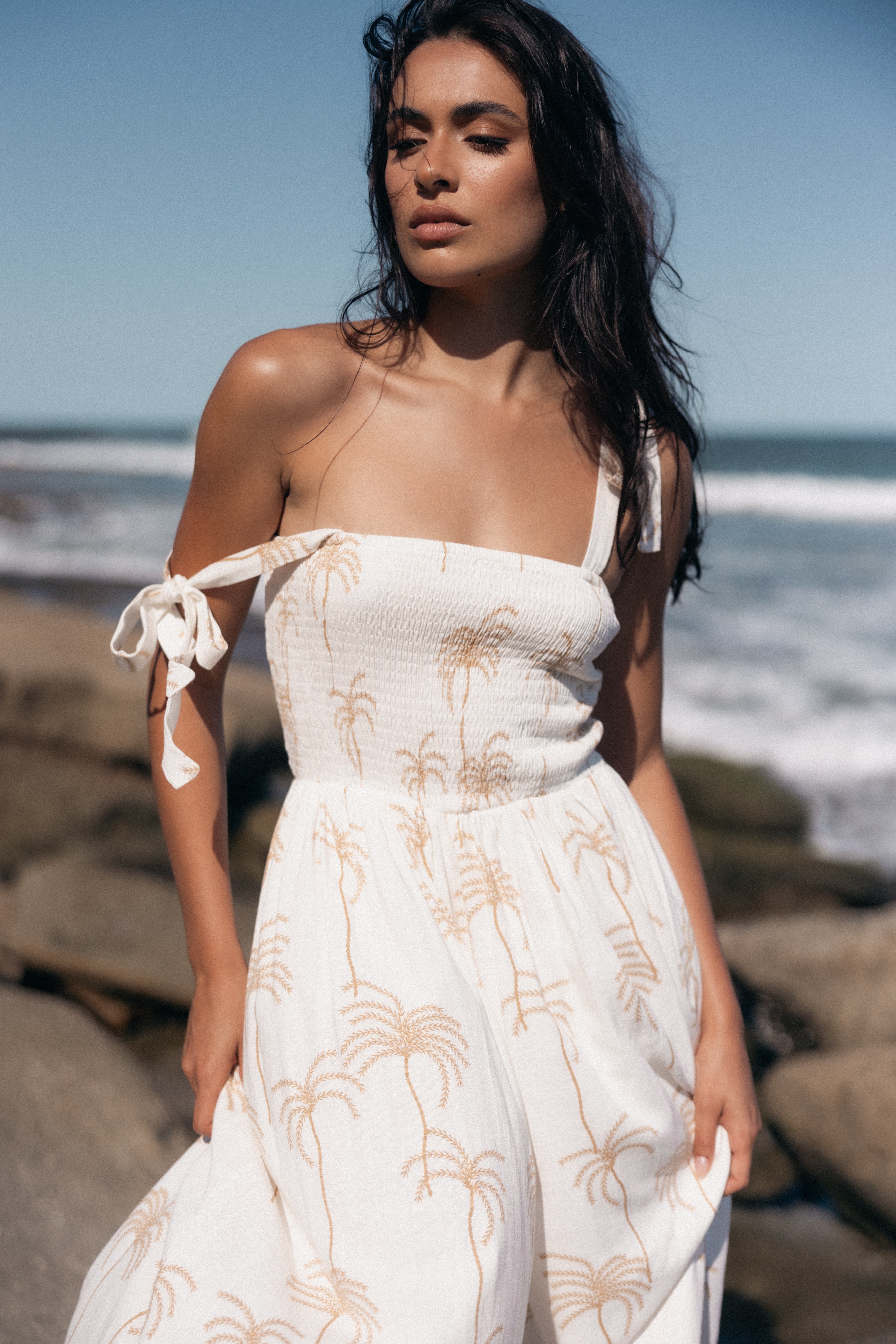 Ginelle Women's White Printed Jumpsuit - Stylish One-Piece Romper for Casual Outings & Summer Vacations