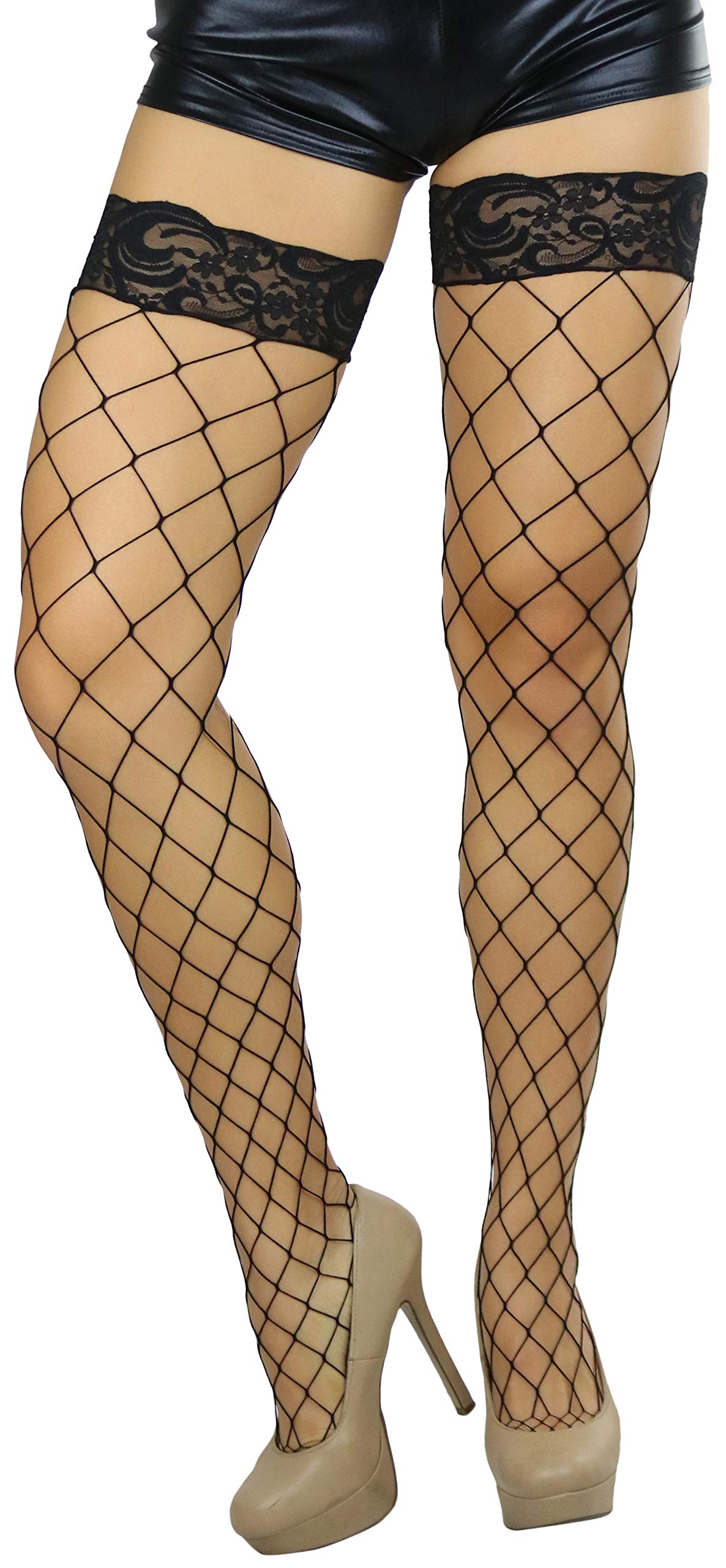 ToBeInStyle Women’s Bright & Vibrant Fishnet Thigh High Stockings - Sexy Fashion Tights for Parties, Cosplay & Night Out