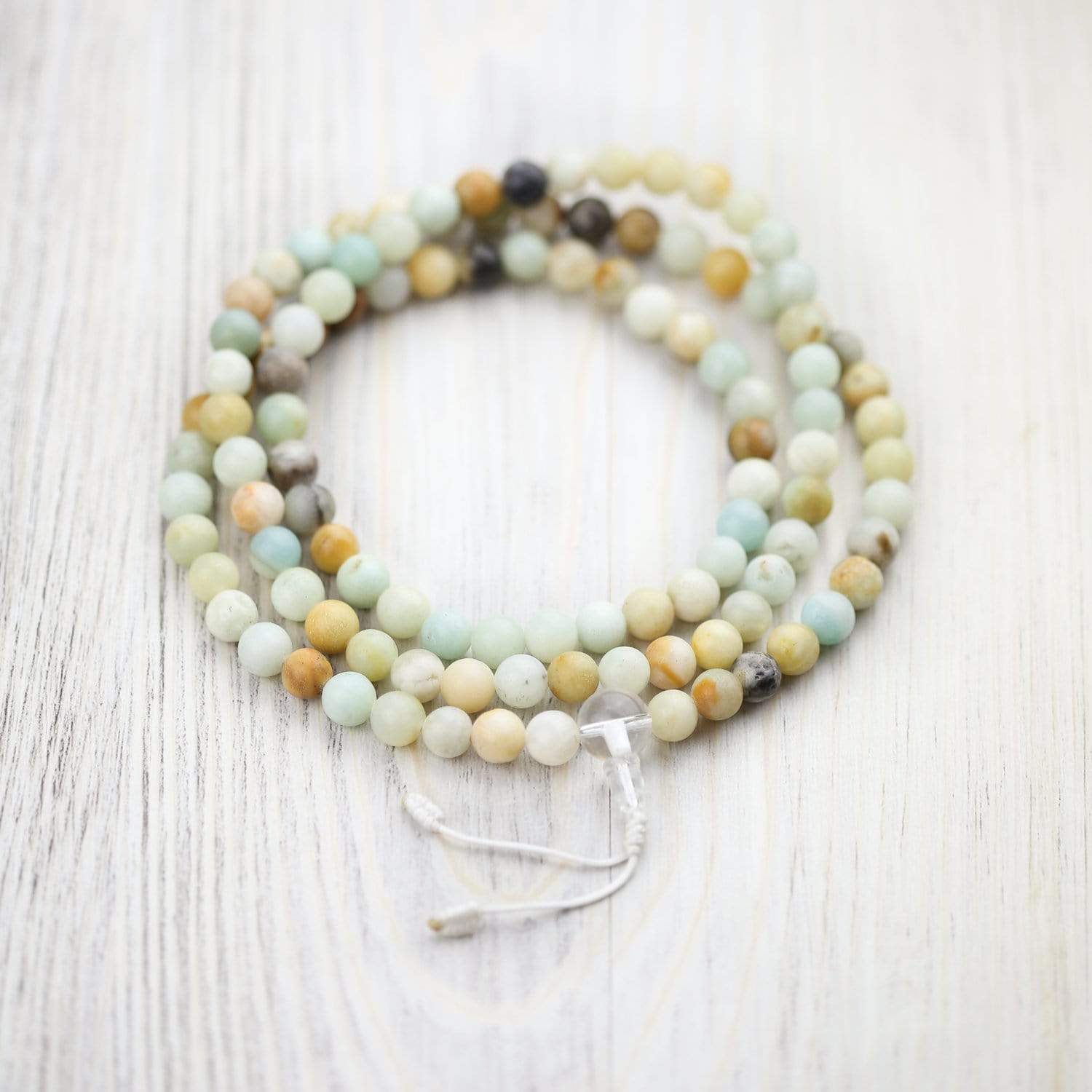 Amazonite Tranquility Mala Beads - 108 Healing Gemstone Meditation Bracelet for Stress Relief & Spiritual Balance | Yoga, Mindfulness & Prayer Accessory