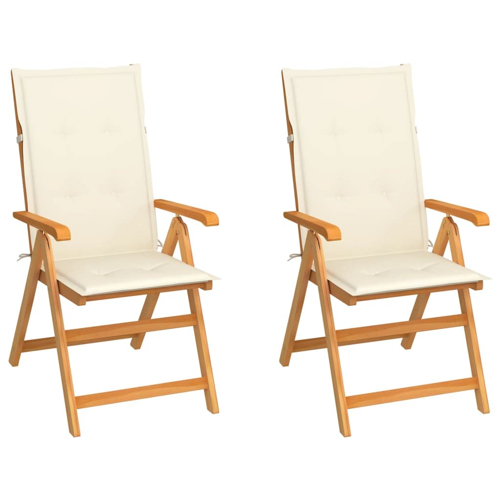 1/2/4/8 Pack Solid Teak Wood Reclining Lounge Chairs with Cushions - Outdoor Patio, Poolside & Garden Furniture - Multiple Color Options (Beige, Brown, Gray)