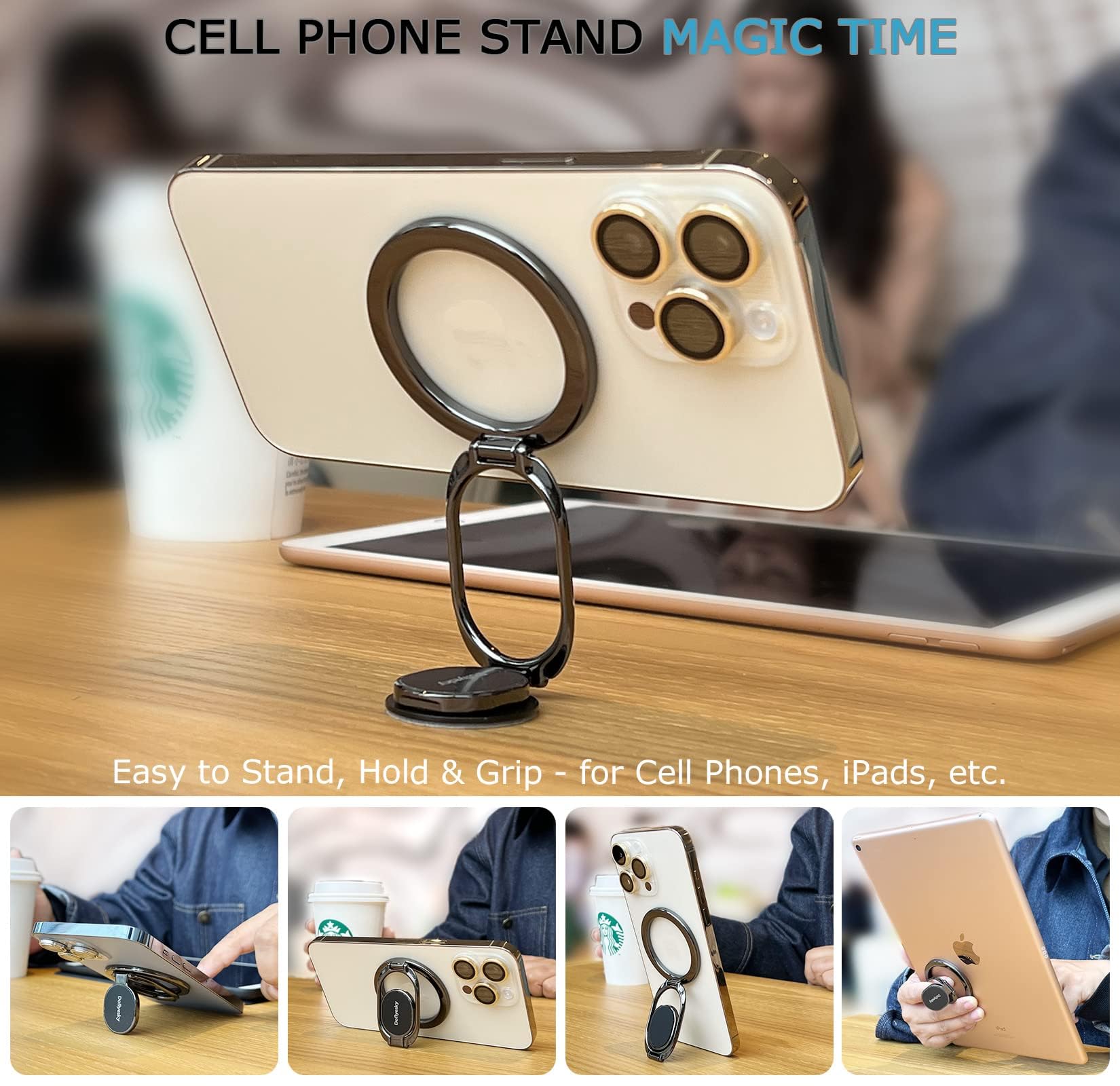 Magsafe Phone Ring Holder - Adjustable Finger Grip for iPhone & Smartphones - Gym & Car Mount Use