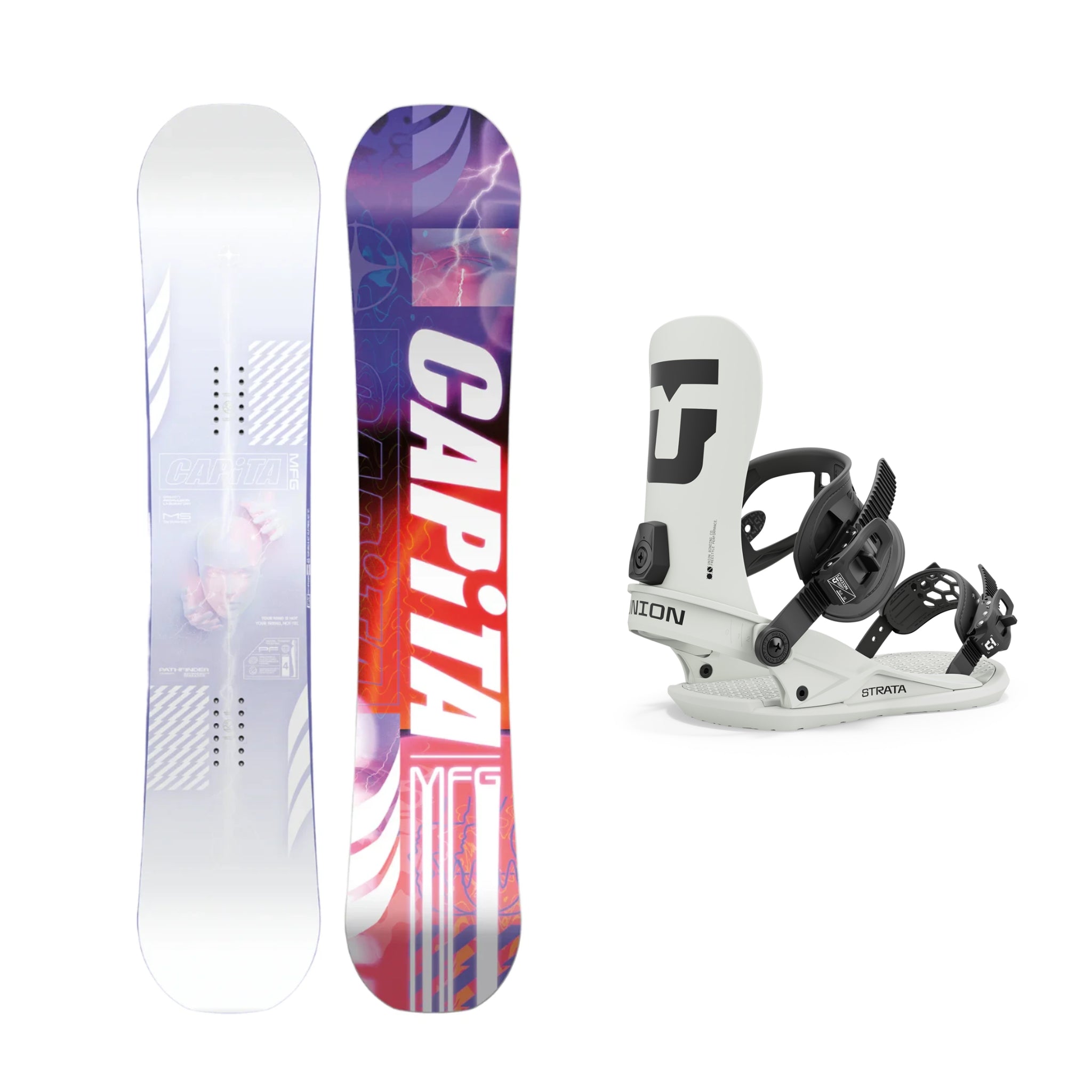 CAPiTA Pathfinder Camber Snowboard with Union Strata Bindings 2025 - All-Mountain Freestyle Snowboard for Men & Women | Perfect for Park, Powder & Backcountry Riding
