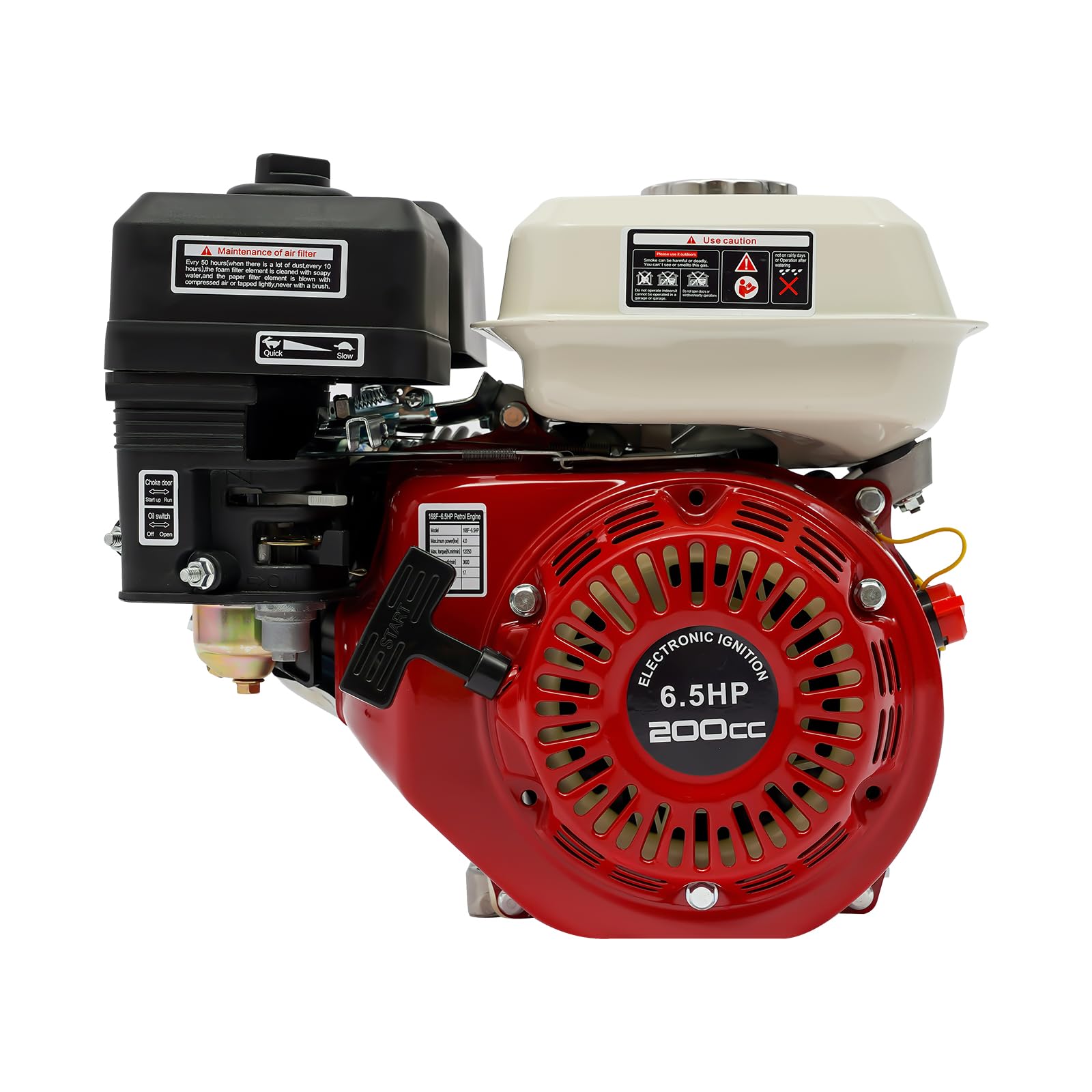 6.5HP 200CC 4-Stroke Gas Engine with Air Cooling & Air Filter - Pull Start Replacement Motor for Go-Karts, Minibikes, Lawn Mowers - Perfect for DIY Projects, Small Vehicles & Outdoor Power Equipment