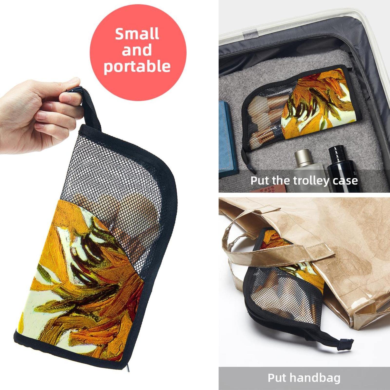 12-Piece Makeup Brush Organizer Bag with Yellow Watercolor Sunflowers Design - Portable Cosmetic Brush Holder Case for Travel & Home Vanity Storage