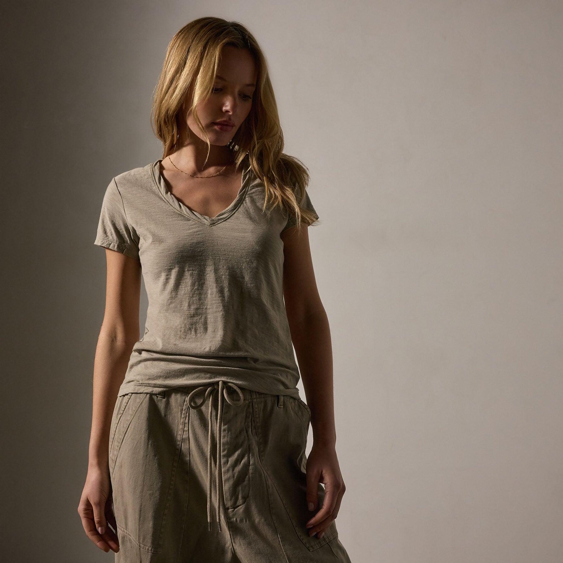 Sheer Slub Casual V-Neck T-Shirt for Women - Soft & Breathable Cotton Top - Perfect for Everyday Wear, Layering & Casual Outfits