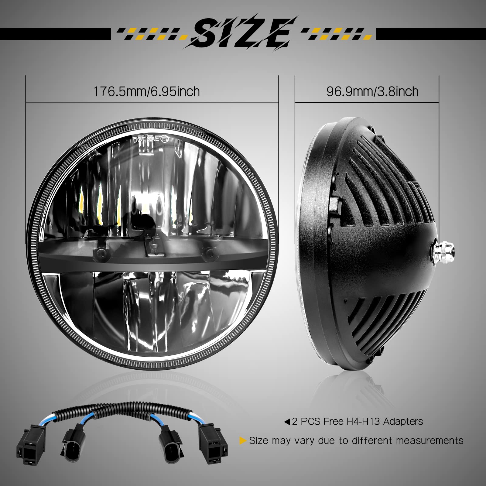 7 Inch Round LED Headlight for Jeep Wrangler CJ JK TJ & Motorcycles - High Brightness Off-Road Lighting for Night Driving, Trail Riding & Adventure Vehicles