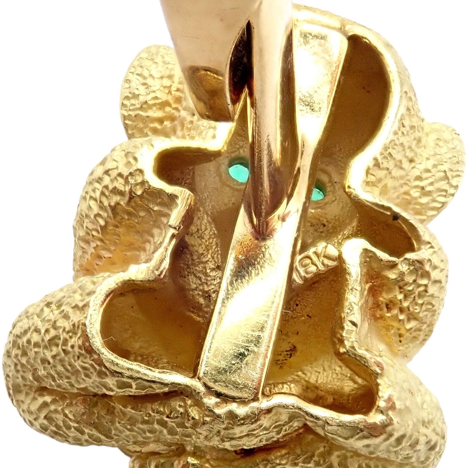 Authentic 18k Yellow Gold Emerald Whimsical Monkey Cufflinks by Kurt Wayne - Perfect for Weddings, Formal Events & Gift Giving
