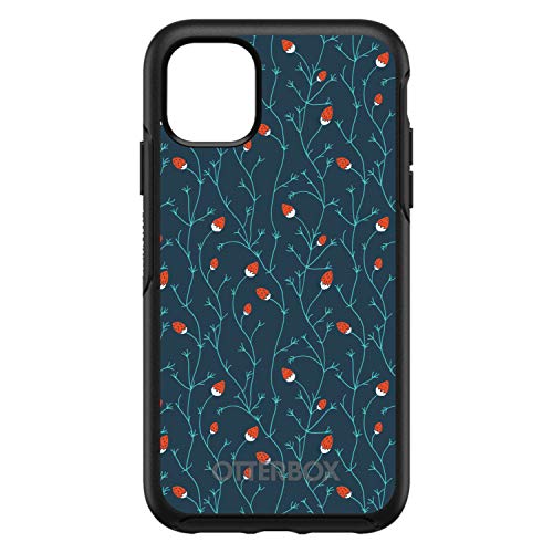 Modern Floral - Strawberry Vine - Teal Navy On Black Case