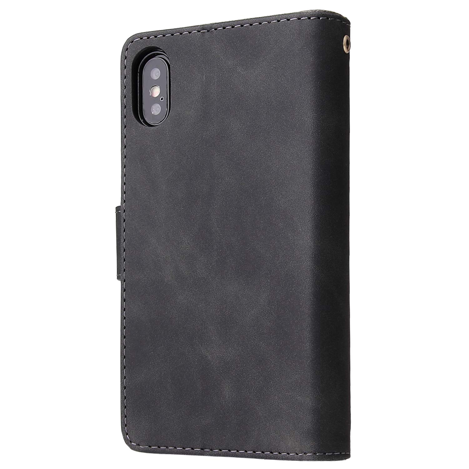 Premium iPhone X/Xs/10 Wallet Case with Tempered Glass Screen Protector - Flip Cover Card Holder & Stand - Compatible with iPhone X/Xs/10 (6.1