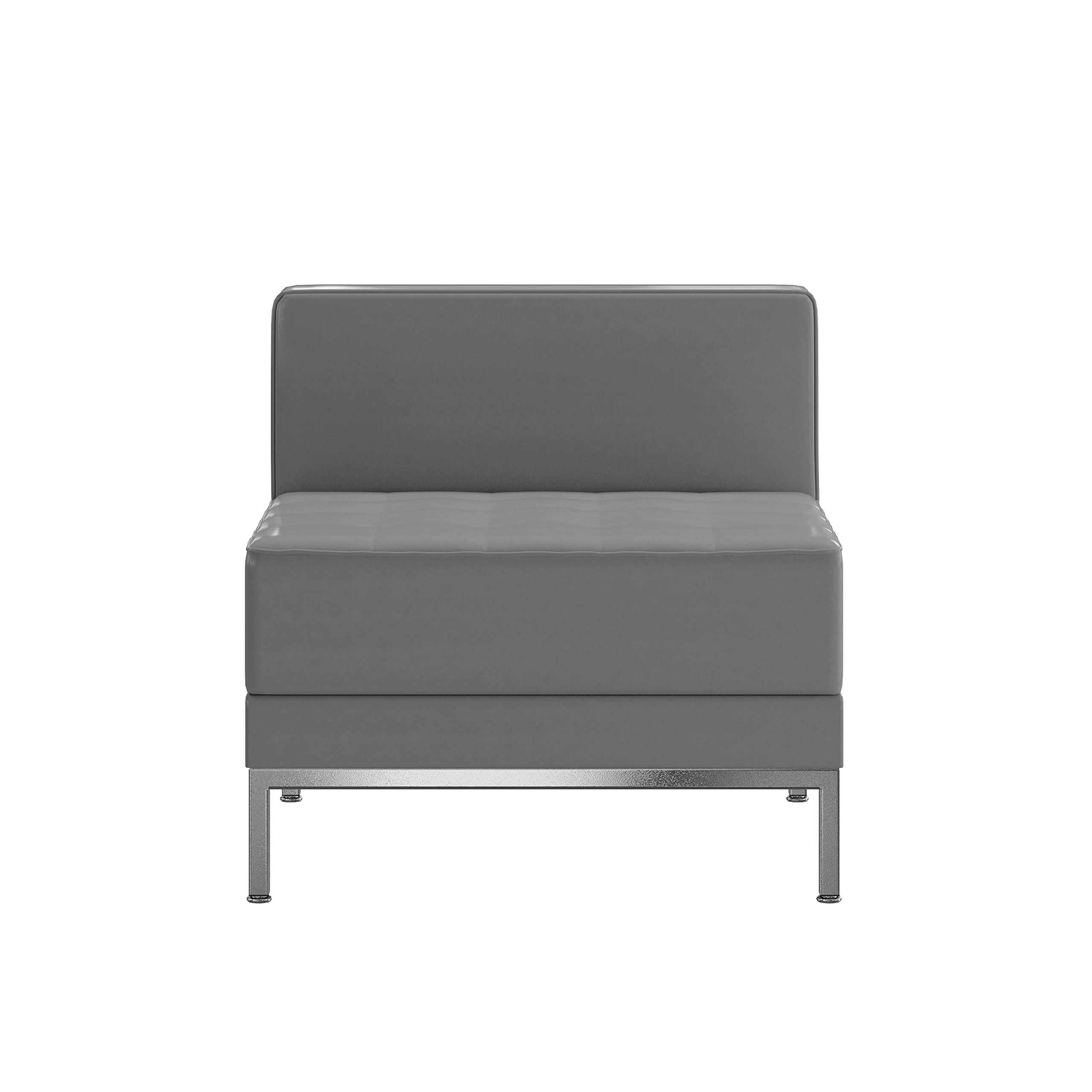 Flash Furniture Hercules Series Contemporary Gray Leathersoft Middle Chair - Ergonomic Office Chair for Home & Work, Comfortable Desk Chair for Long Hours Sitting