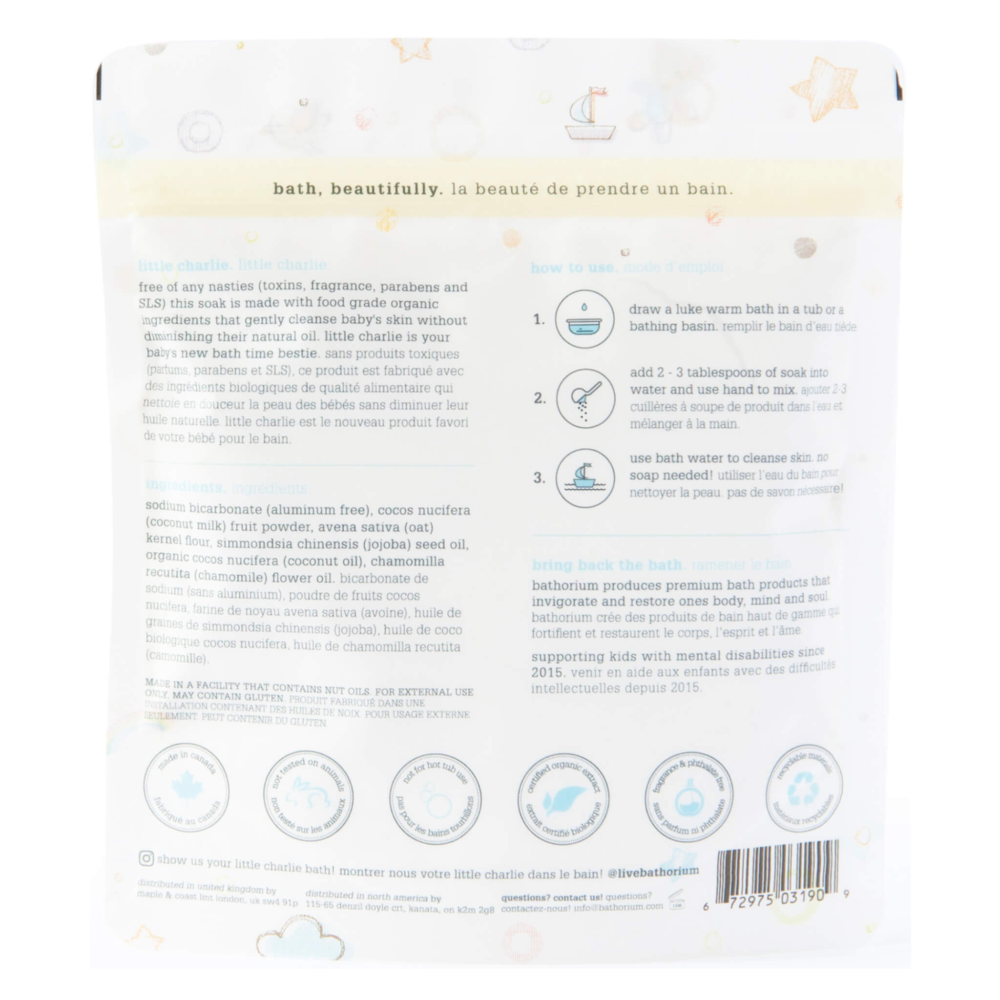 Little Charlie Kids Coconut & Oat Bath Soak - Natural Relaxing Baby Bath for Sensitive Skin | Perfect for Bedtime & Eczema Relief