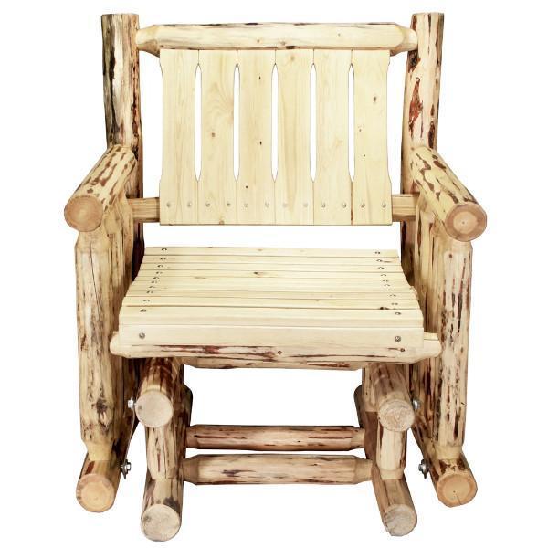 Montana Log Single Seat Glider - Rustic Wooden Porch Swing Chair for Outdoor Relaxation | Perfect for Patio, Garden, Deck & Backyard Lounging