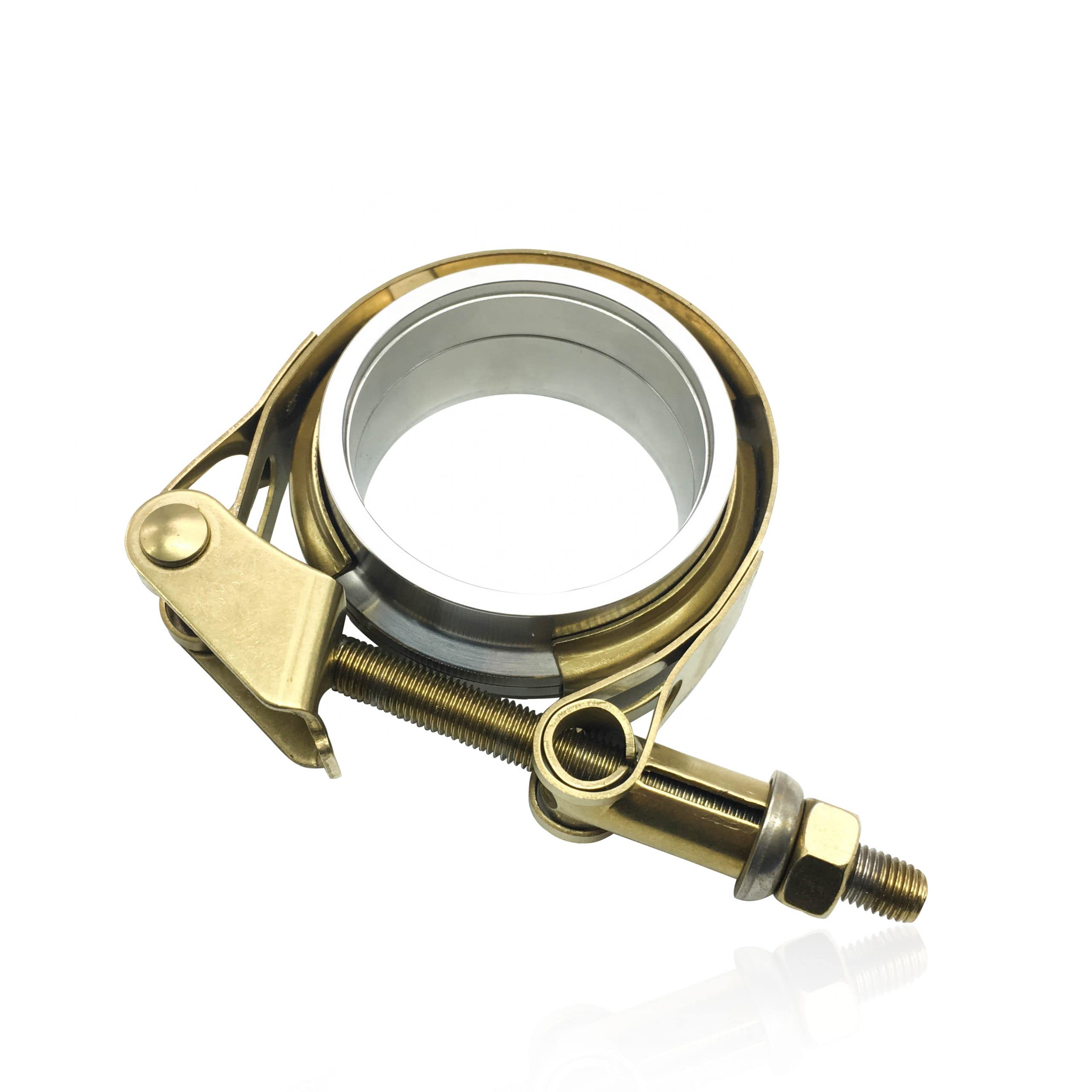 2 Inch V-Band Clamp Kit - Gold Aluminum Male-Female Exhaust Clamps (6061-T6) - High Performance Car Parts for Turbo, Muffler & Exhaust System Upgrades - 1 Piece