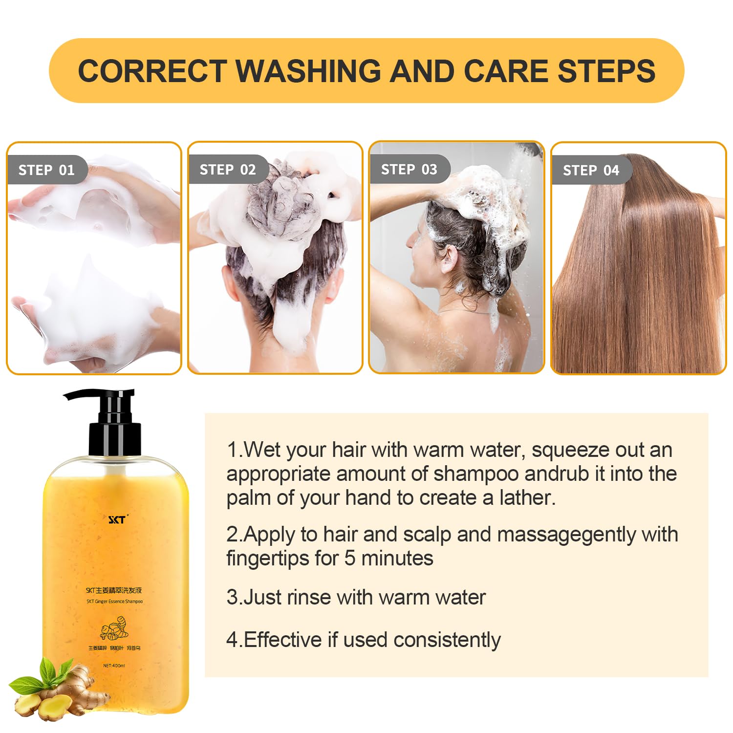 Natural Ginger Extract Anti Hair Loss Shampoo for Hair Regrowth & Thickening - 400ml Volumizing Shampoo for Men & Women | Promotes Longer, Healthier Hair | Ideal for Daily Use & Scalp Care