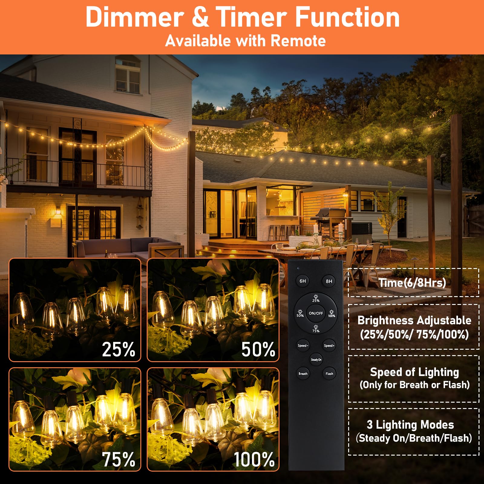 Solar String Lights 50FT - Waterproof Outdoor Lights for Patio, Wedding & Christmas Decor