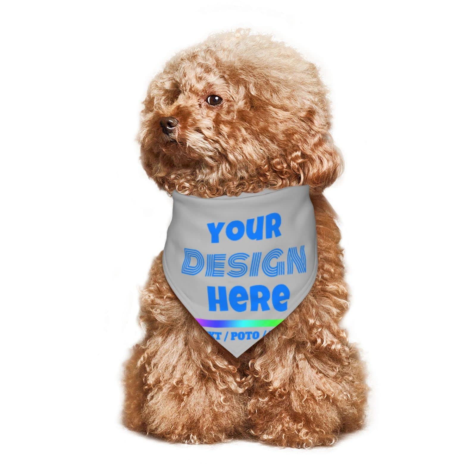 Personalized Pet Bandana for Dogs & Cats - Custom Photo & Name Print - Soft & Stylish Grey Dog Bandana for Birthdays, Holidays & Special Occasions
