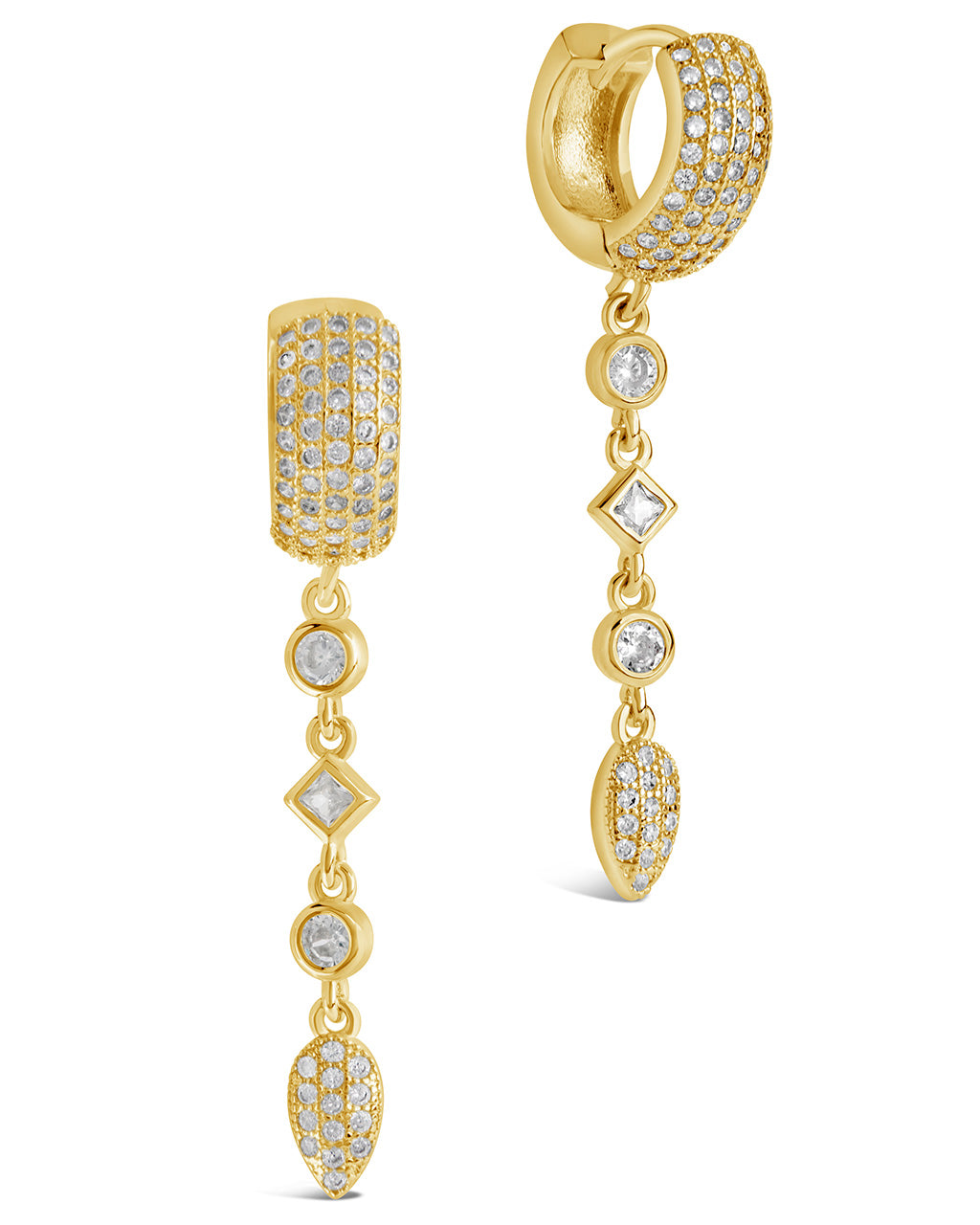 Malin CZ Drop Hoop Earrings - Sterling Silver Dangle Earrings for Women, Elegant Cubic Zirconia Jewelry Gift | Perfect for Parties, Weddings & Everyday Wear