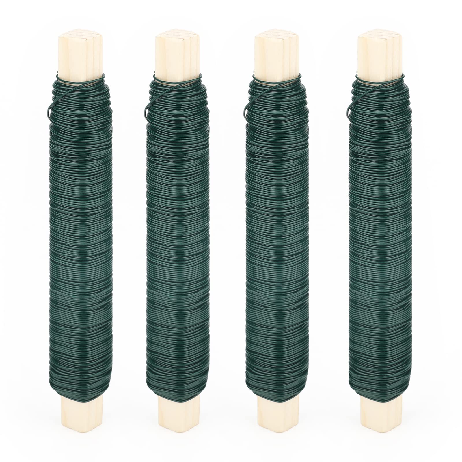 KINGLAKE GARDEN 22 Gauge Green Floral Wire - 4 Pack (166 Yards Total) Flexible Paddle Wire for Flower Arrangements, Wreath Making, Christmas Crafts & DIY Projects - Perfect for Floral Design, Gift Wrapping & Home Decor