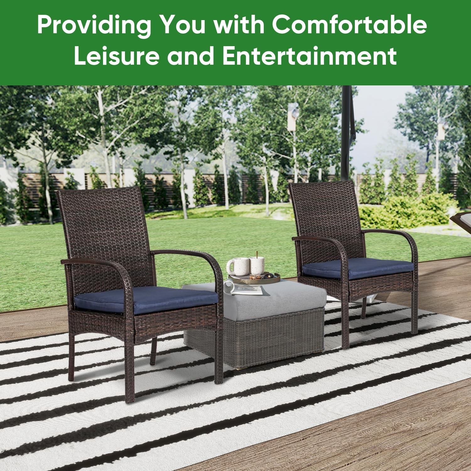 4-Piece Brown Outdoor Wicker Patio Dining Chairs Set with Padded Cushions - High Back Rattan Club Chairs with Deep Seating (350lbs Capacity) - Perfect for Garden, Poolside, Porch & Backyard Relaxation