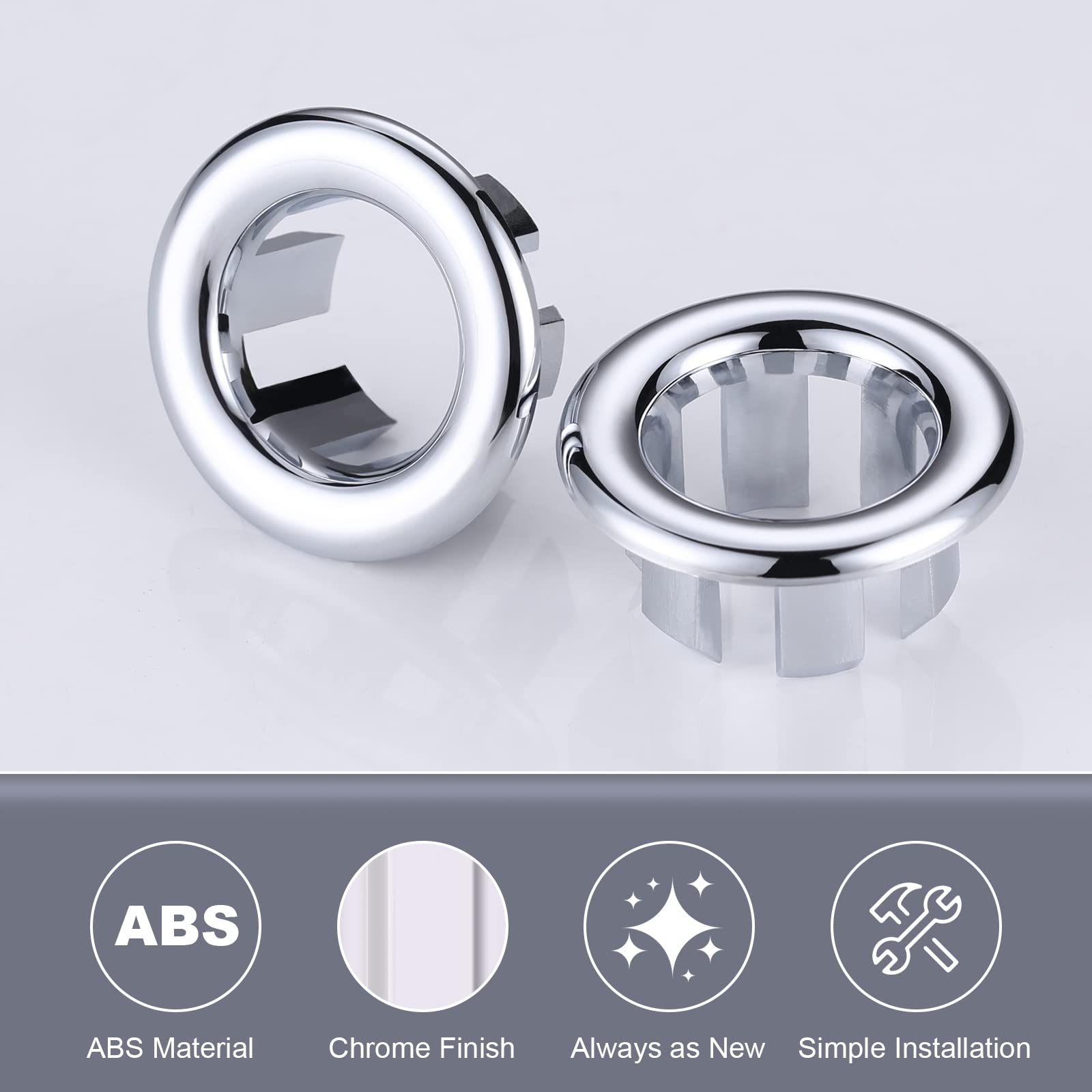 ARCORA 6 Pack Chrome Sink Overflow Ring Cover - Bathroom & Kitchen Sink Basin Trim Hole Insert Cap - Durable Stainless Steel for Leak Prevention & Aesthetic Upgrade (Perfect for Home Renovation & DIY Projects)