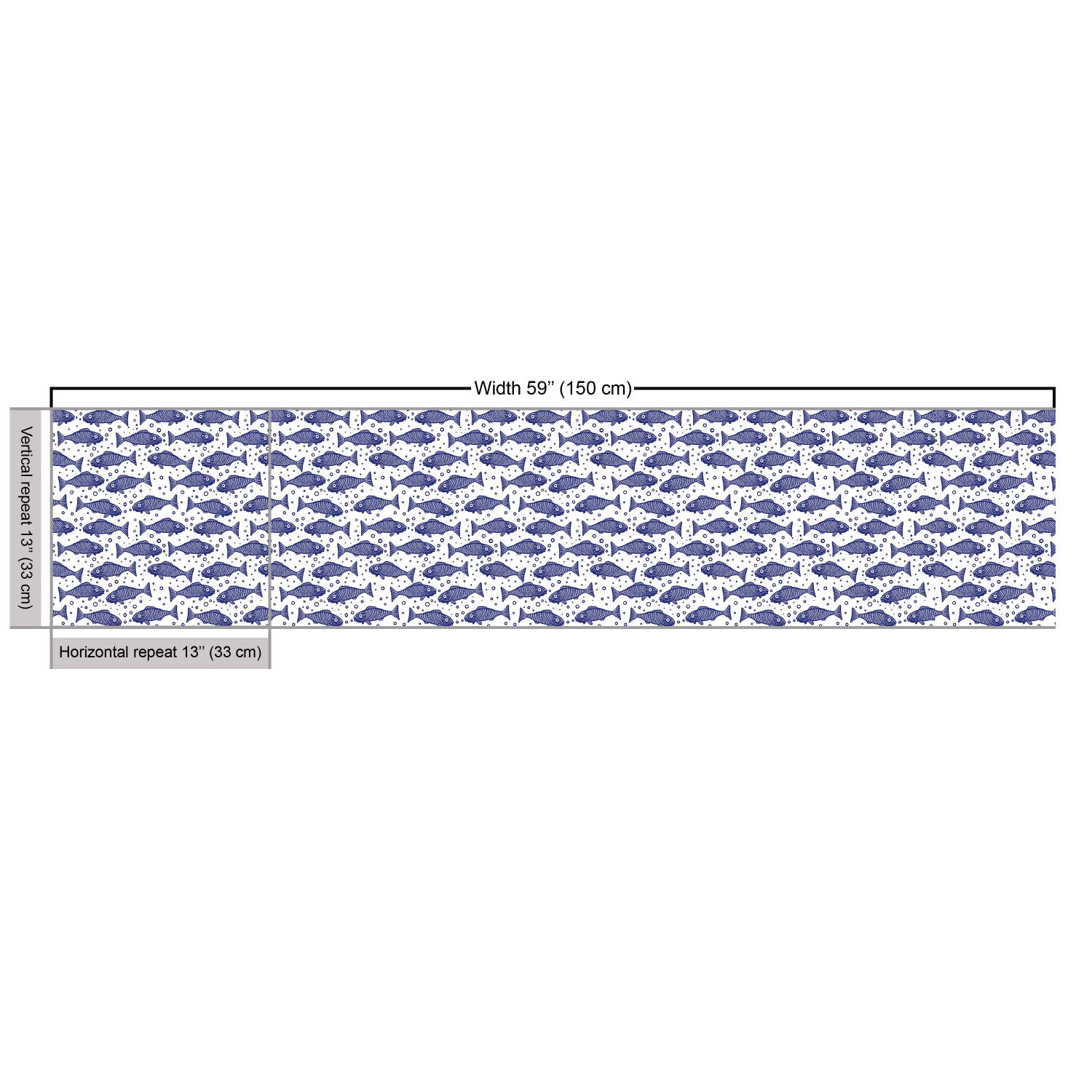 Ambesonne Nautical Fabric by The Yard - Monochrome Hand-Drawn Hatched Fish Pattern with Minimal Bubbles | 10 Yards Violet Blue & White Decorative Fabric for Upholstery, Home Decor, DIY Projects | Perfect for Curtains, Pillows, Table Runners & Crafting