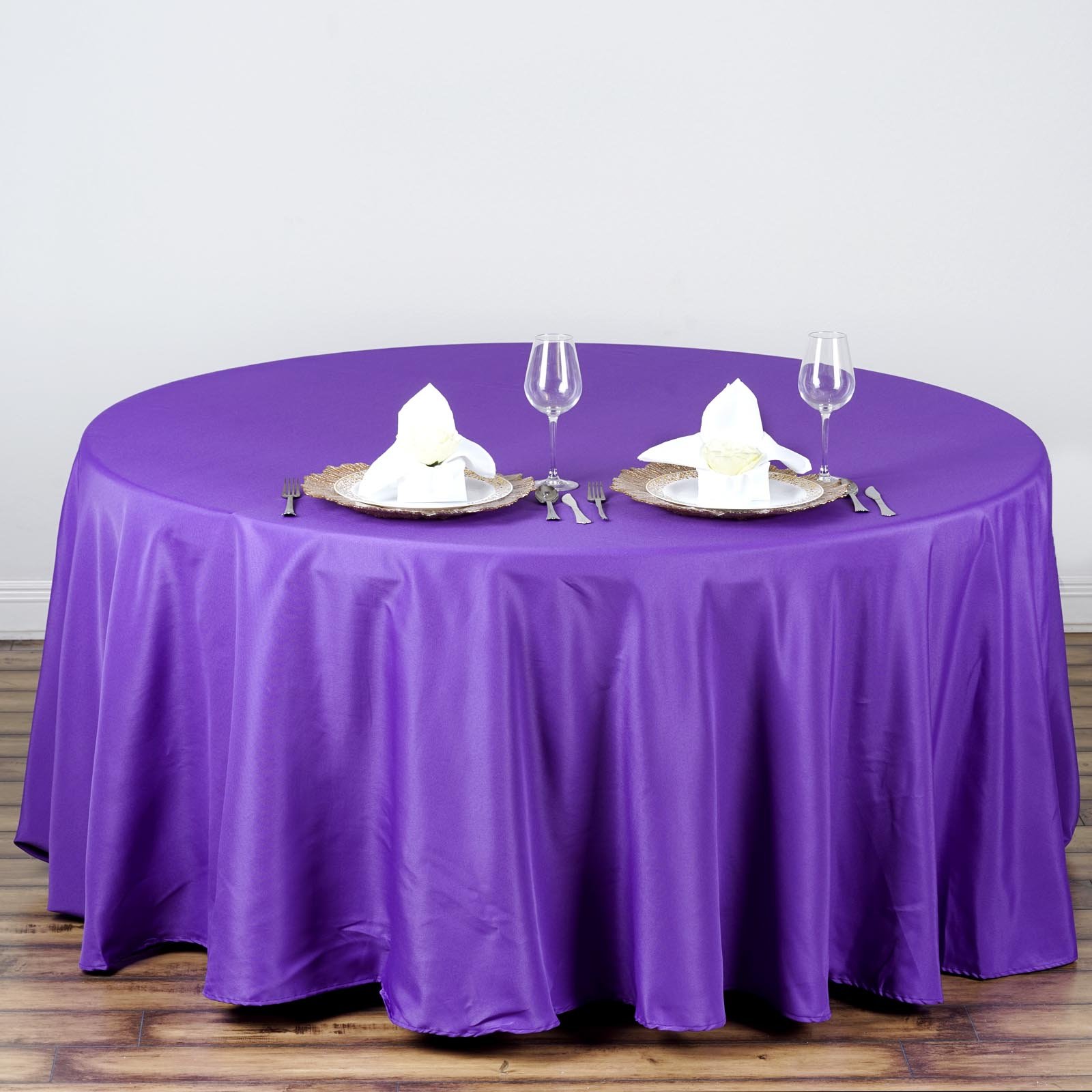 BalsaCircle Halloween Party Tablecloth - 10 Pack 108 Inch Round Purple Washable Polyester Table Cover for Dining, Kitchen, Events & Party Decorations - Perfect for Halloween, Thanksgiving & Christmas Celebrations