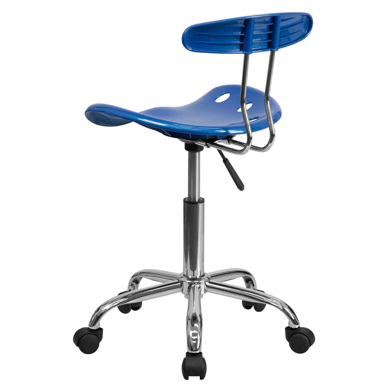 FLASH Elliott Vibrant Bright Blue & Chrome Swivel Task Office Chair with Tractor Seat - Ergonomic Desk Chair for Home Office, Gaming & Workspace Comfort