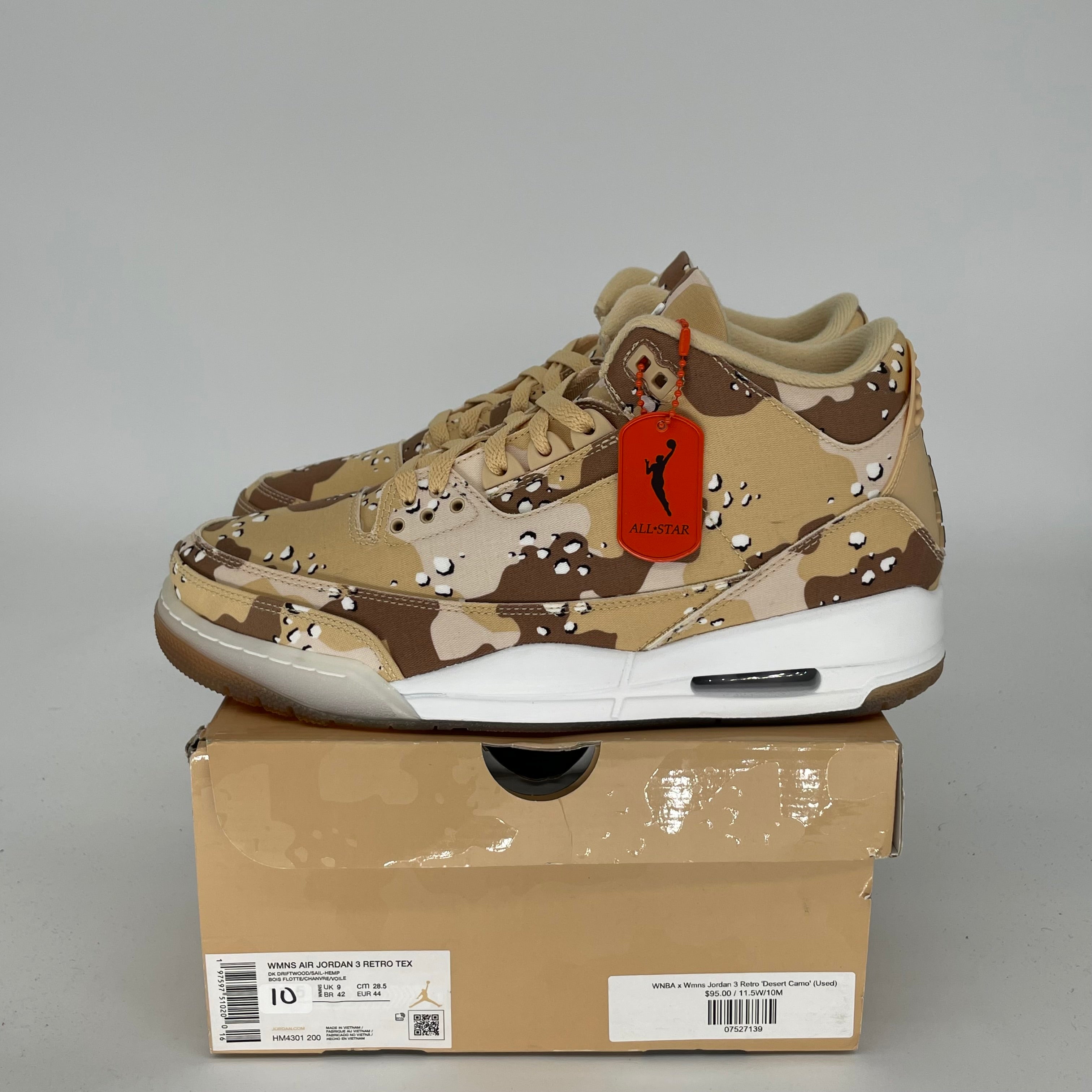 AIR JORDAN 3 WNBA Desert Camo Women's Basketball Shoes Size 10/11.5W - Style HM4301-200 | Perfect for Streetwear, Sneaker Collecting & Basketball Games