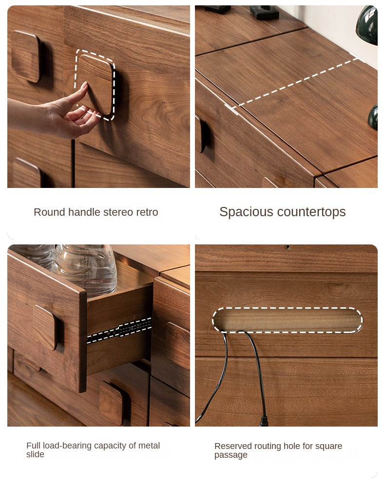Premium Black Walnut Solid Wood TV Stand with Modular Design - Stylish Media Console for Living Room, Home Theater & Entertainment Centers
